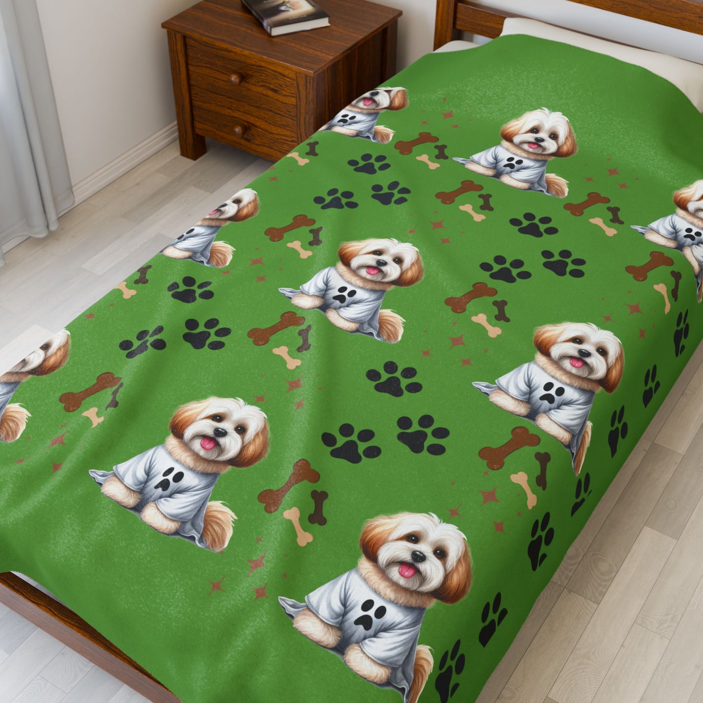 Cute Dog-Themed Velveteen Plush Blanket for Pet Lovers, Perfect for Cozy Nights, Dog Decor, Gifts for Dog Owners, Soft Throw Blanket