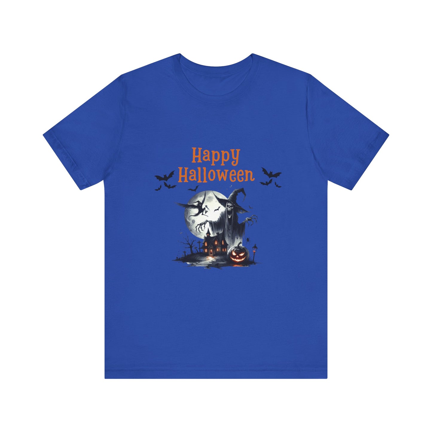 Happy Halloween Unisex Tee, Spooky T-Shirt, Halloween Gift, Fall Wardrobe Essential, Ghosts and Ghouls Vibe