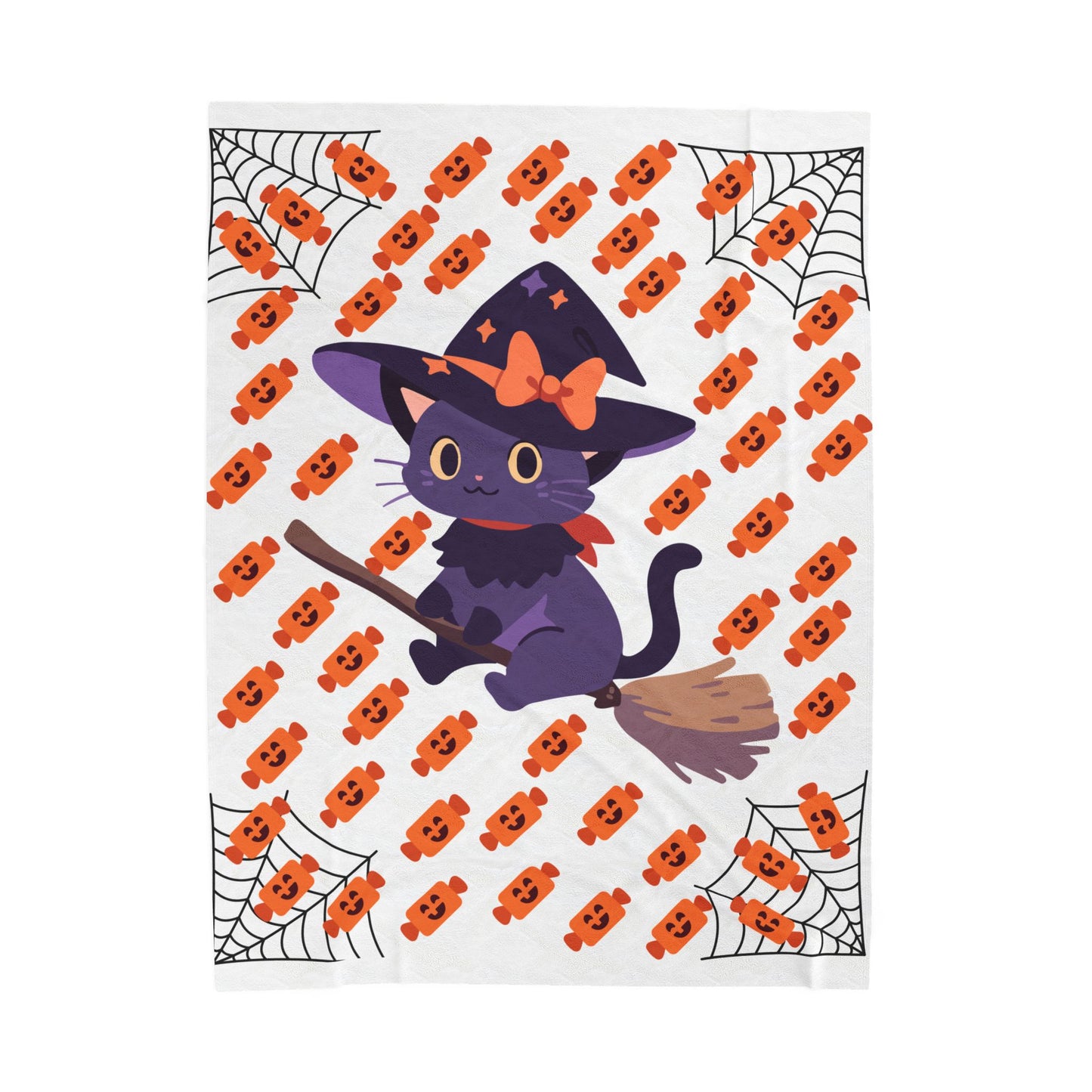 Whimsical Halloween Cat Blanket - Cozy Soft Plush Throw for Fall Decor, Gift for Cat Lovers, Spooky Season, Kids Room, Cozy Movie Nights