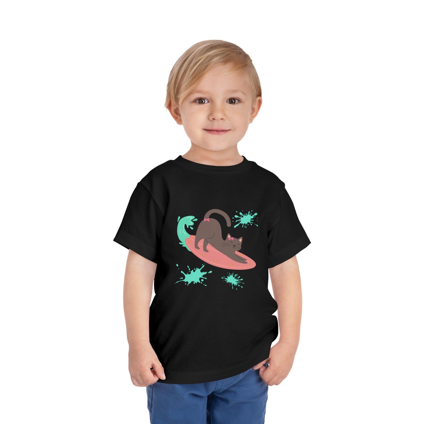 Surfing Cat Toddler Tee, Cute Kids T-Shirt, Summer Wear, Pet Lover Gift, Beach Adventure Shirt