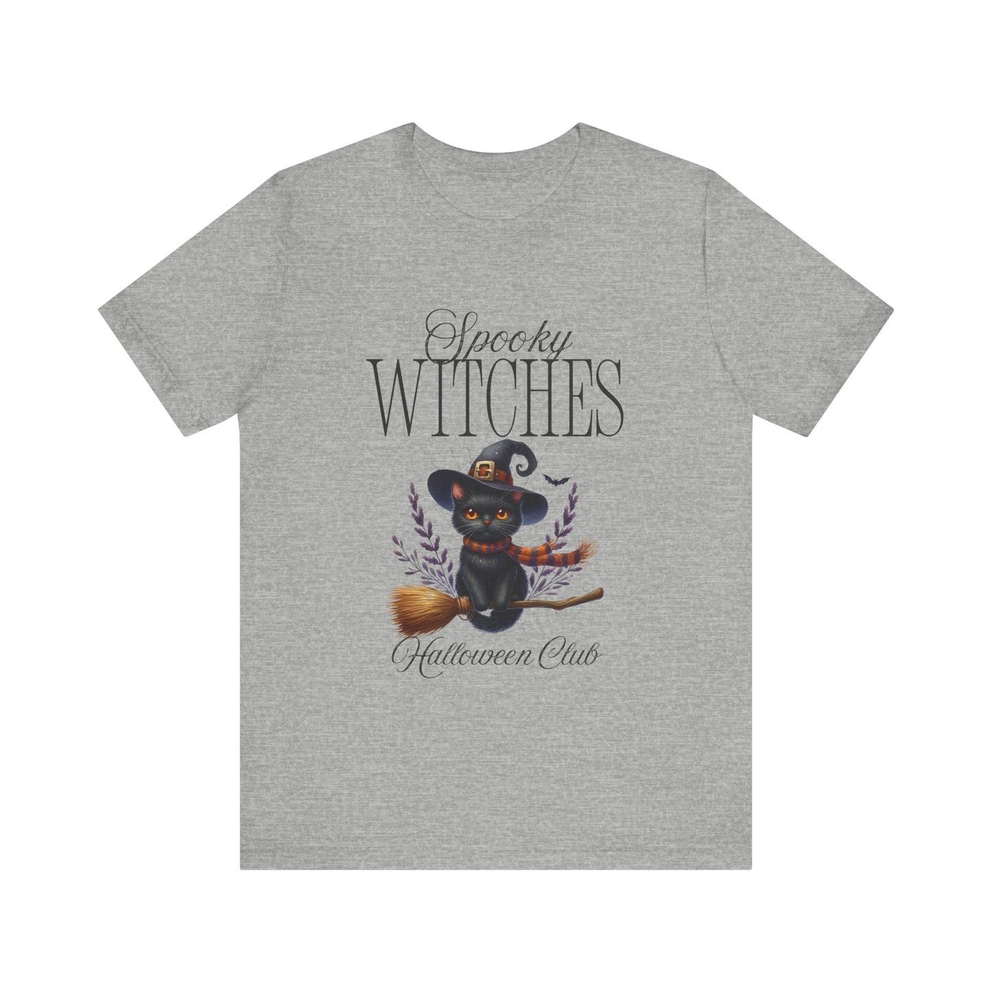Spooky Witches Halloween Tee, Unisex Short Sleeve Shirt, Witch T-Shirt, Halloween Costume Top, Cat Lovers Gift, Fall Fashion