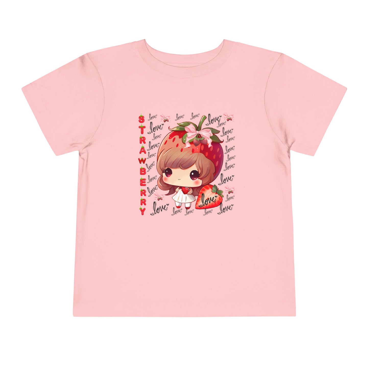 Cute Strawberry Love Toddler Tee, Baby Summer Shirt, Kids Gift, Fruit Graphic Tee, Toddler Outfit, Birthday Gift