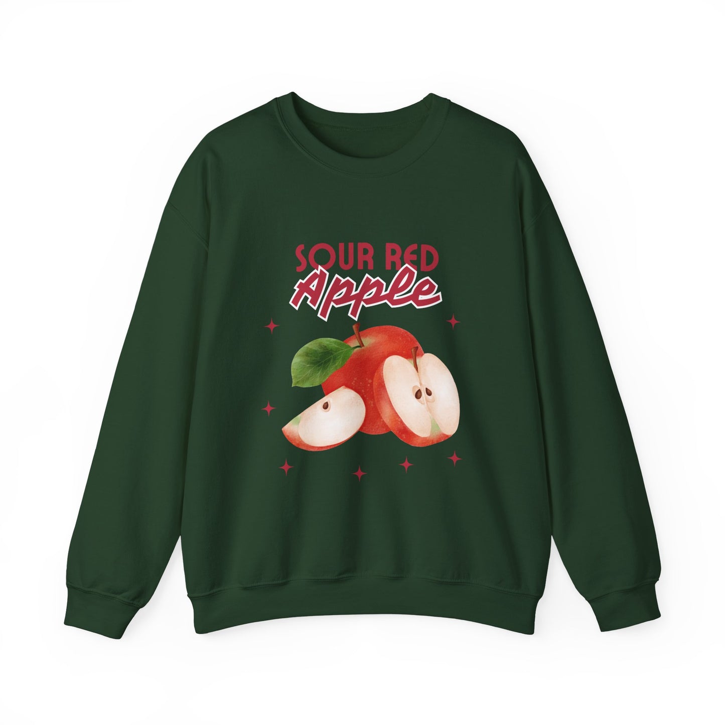 Sour Red Apple Sweatshirt, Cozy Crewneck, Unisex Apparel, Cute Fruit Design, Perfect Gift for Apple Lovers, Autumn Fashion