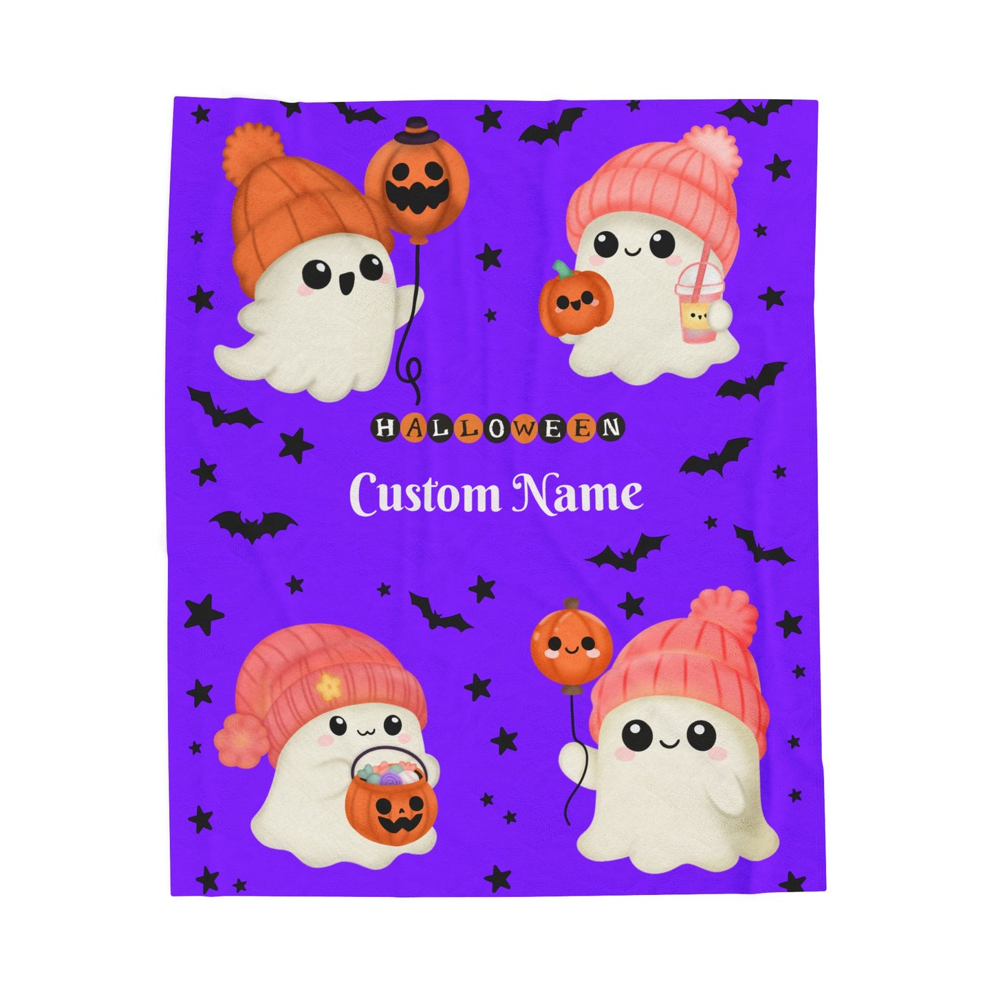 Halloween Ghost Plush Blanket | Cozy Home Decor for Fall, Kids' Room, Spooky Season, Gift Idea, Cute Throw