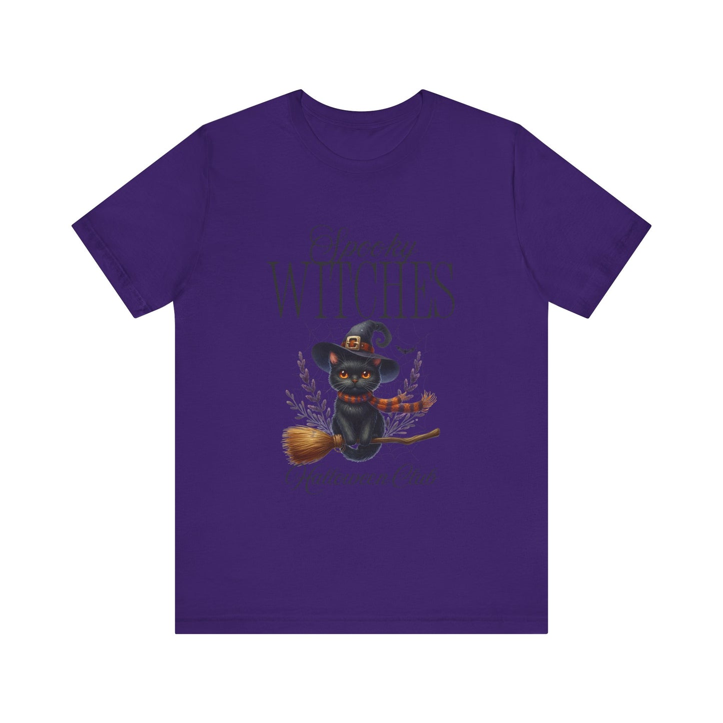 Spooky Witches Halloween Tee, Unisex Short Sleeve Shirt, Witch T-Shirt, Halloween Costume Top, Cat Lovers Gift, Fall Fashion