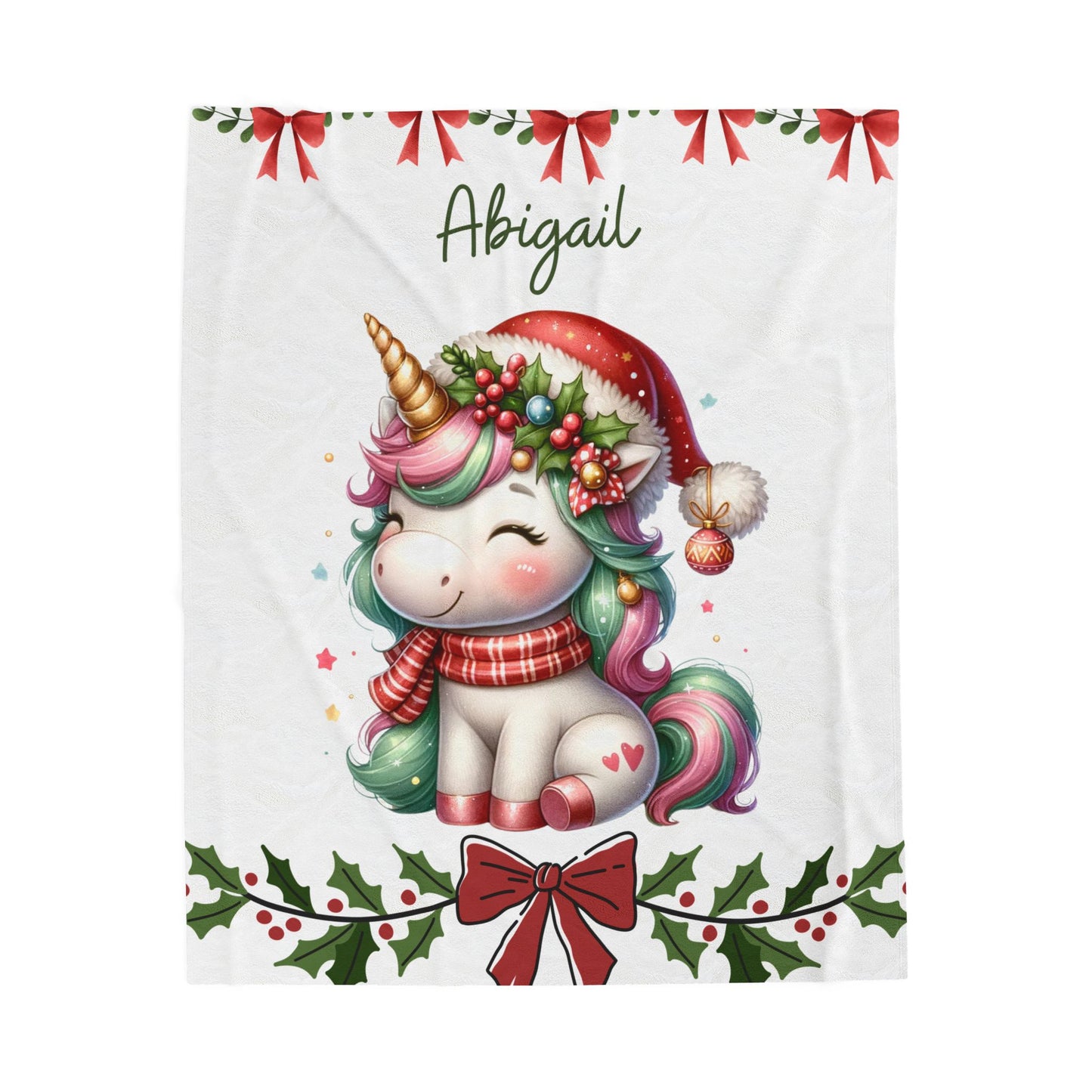 Personalized Unicorn Plush Blanket | Cozy Gift for Kids | Holiday Decor | Soft Throw | Child's Room Decoration, Unique Christmas Gift