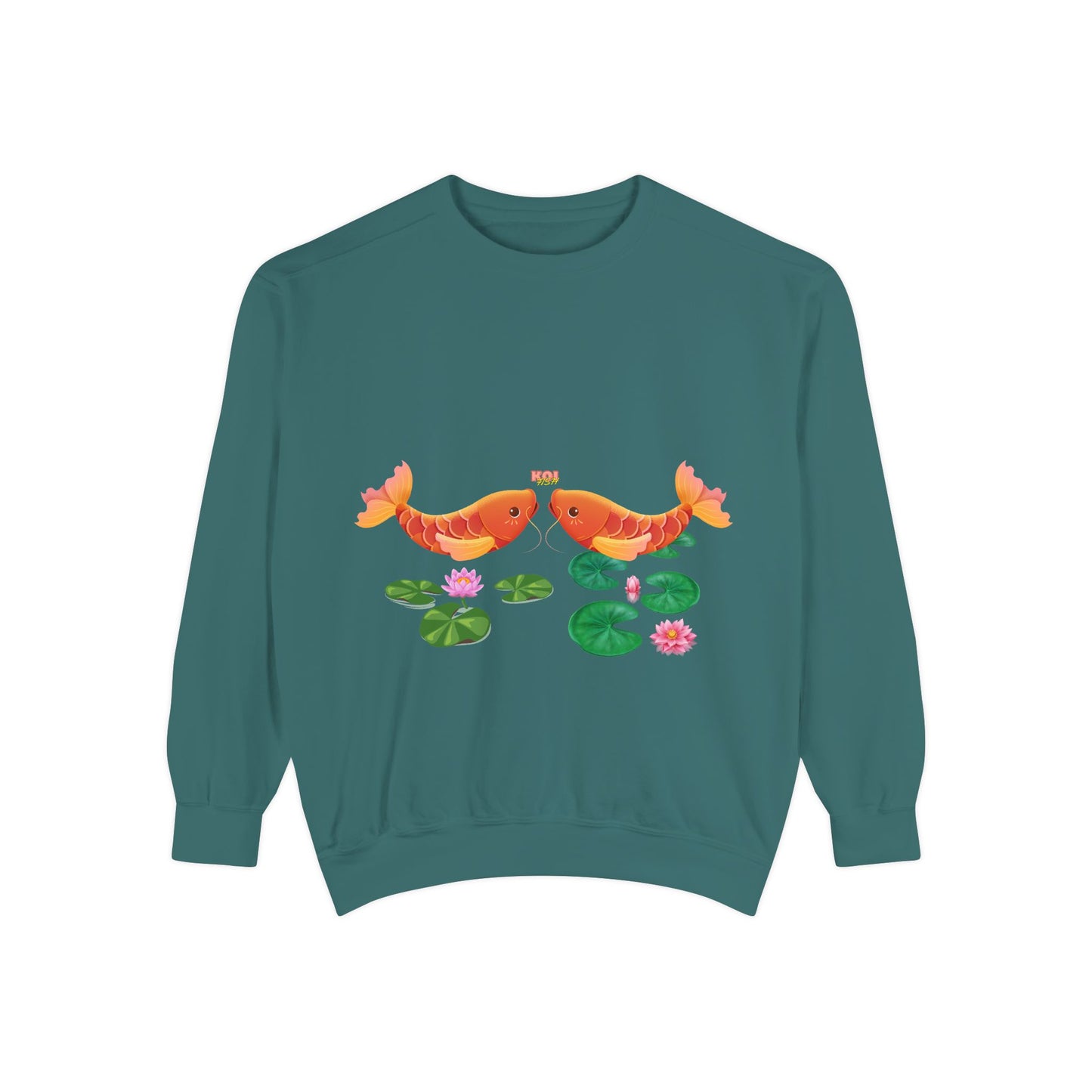 Golden koi fish with lotus flowers Unisex Garment-Dyed Sweatshirt
