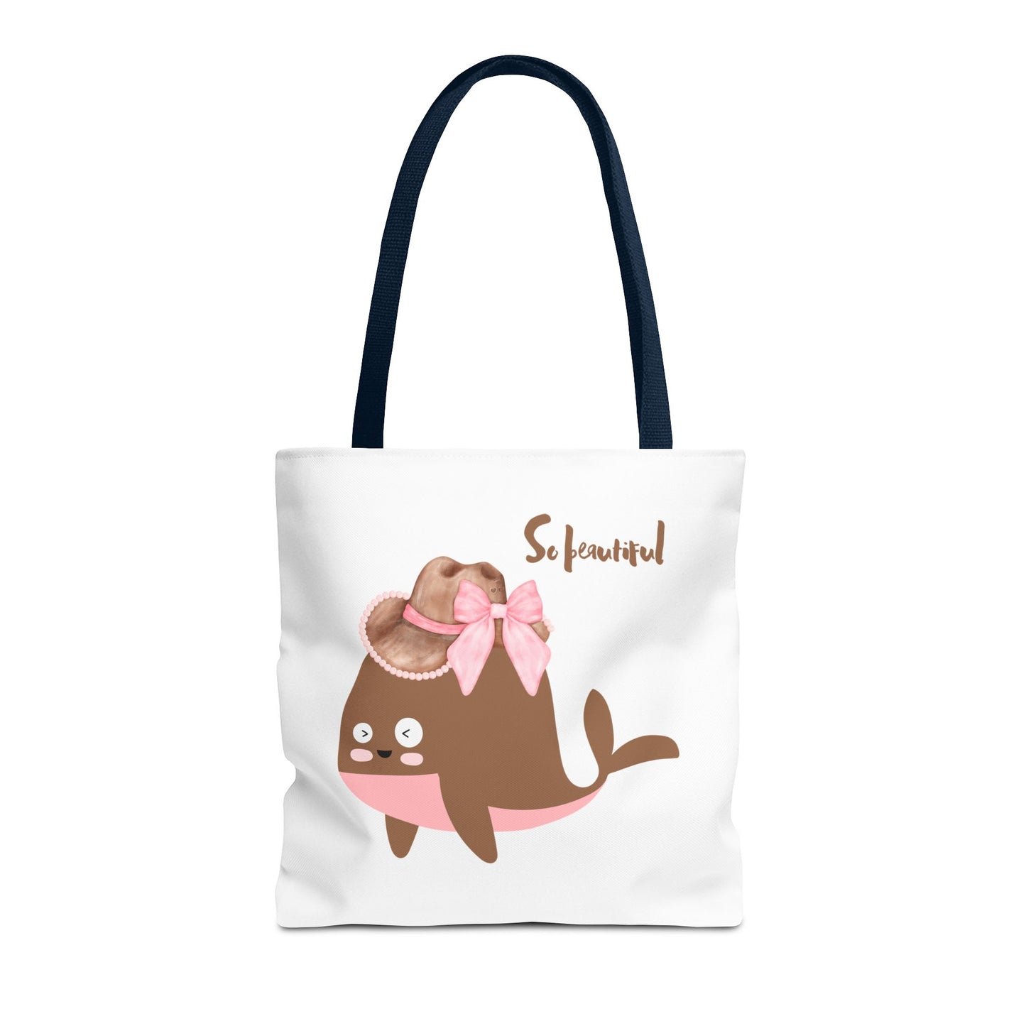 Whale wearing a cowboy hat with a pink bow Tote Bag