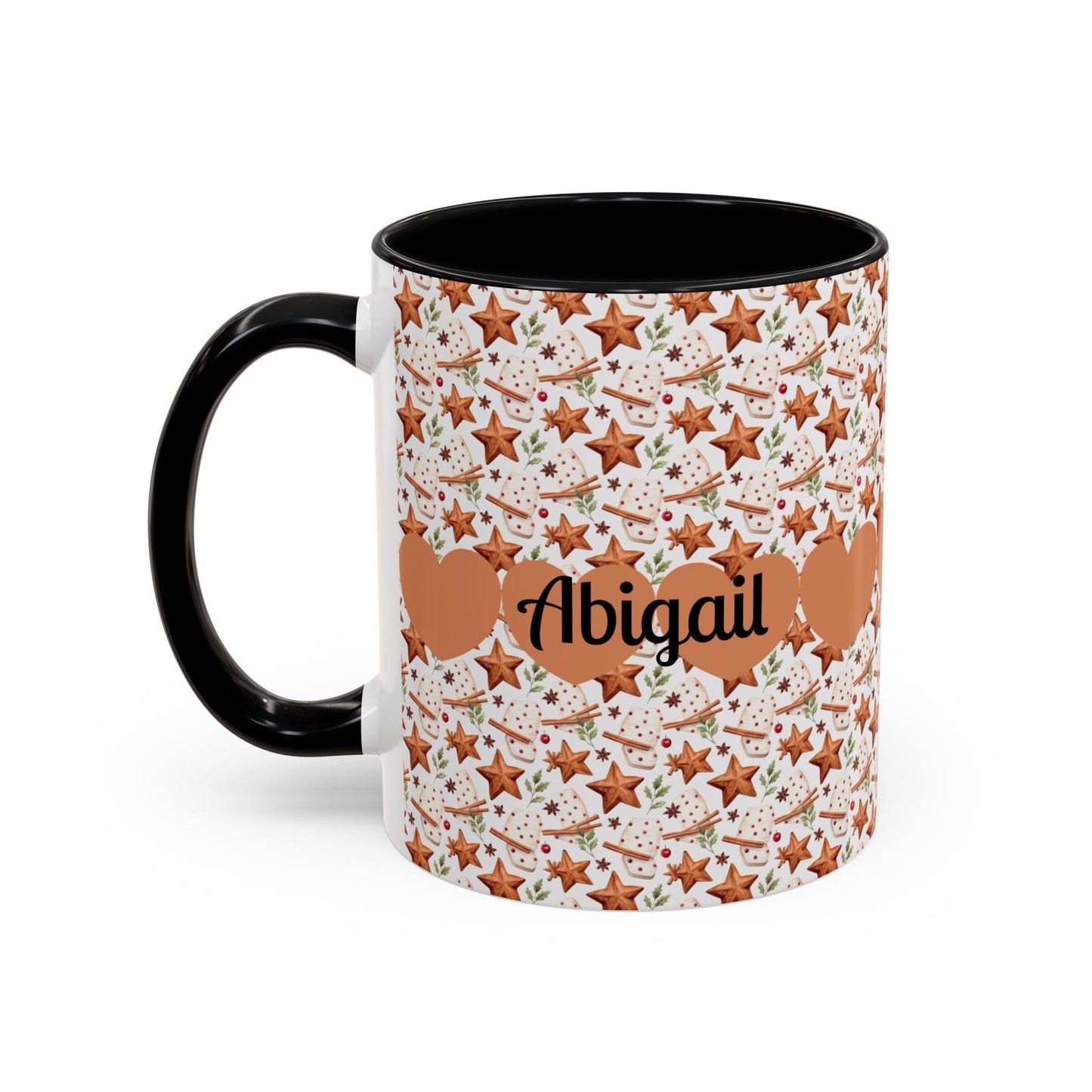 Personalized Accent Coffee Mug - Custom Gift, Floral Design, Heart Motif, Perfect for Birthdays, Anniversaries, Holidays