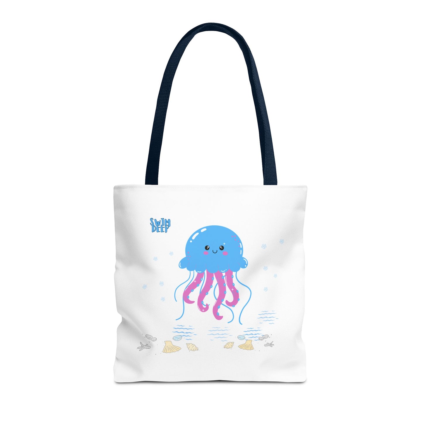 Blue jellyfish with pink tentacles Tote Bag