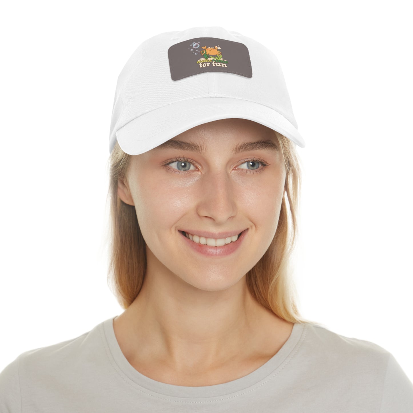 Cartoon crab lllusstration promoting joy and playfulness Dad Hat with Leather Patch (Rectangle)