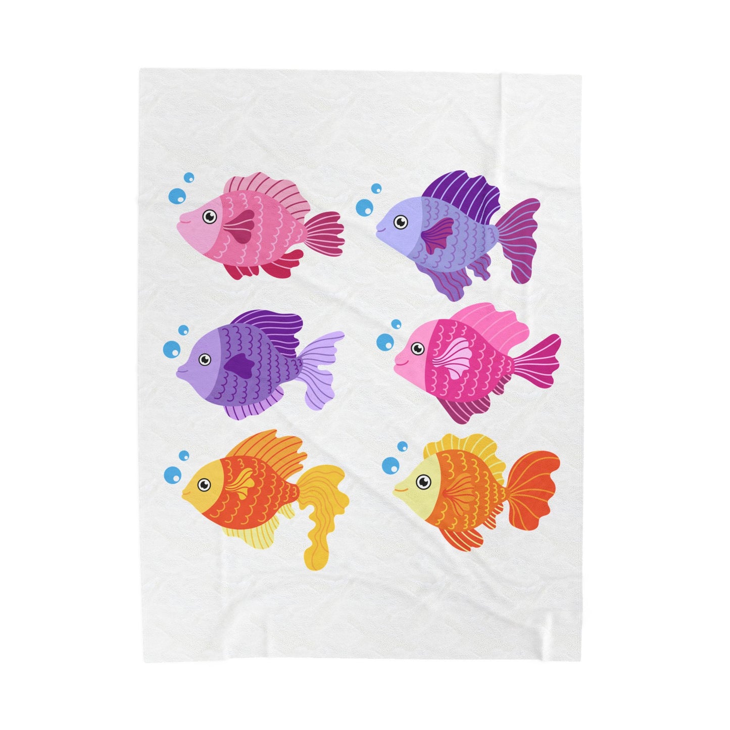 Six fish with cartoonish bubbles Velveteen Plush Blanket