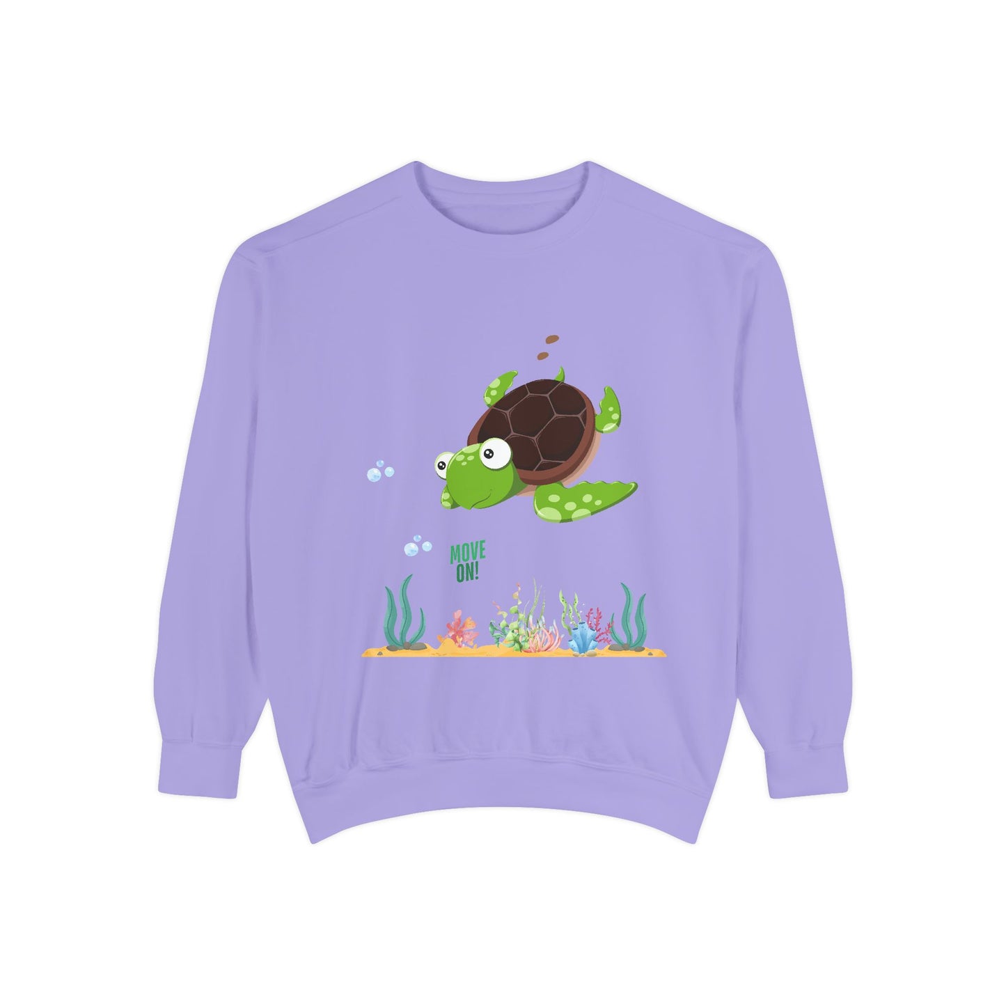 Turtle with seaweed and bubble Unisex Garment-Dyed Sweatshirt