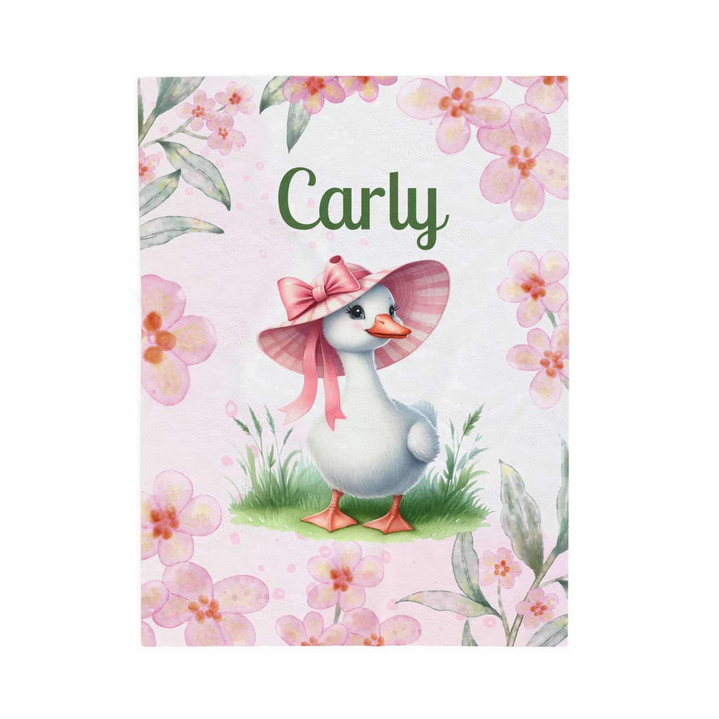 Personalized Velveteen Plush Blanket with Floral Design, Cozy Home Decor, Baby Shower Gift, Unique Gift for Kids