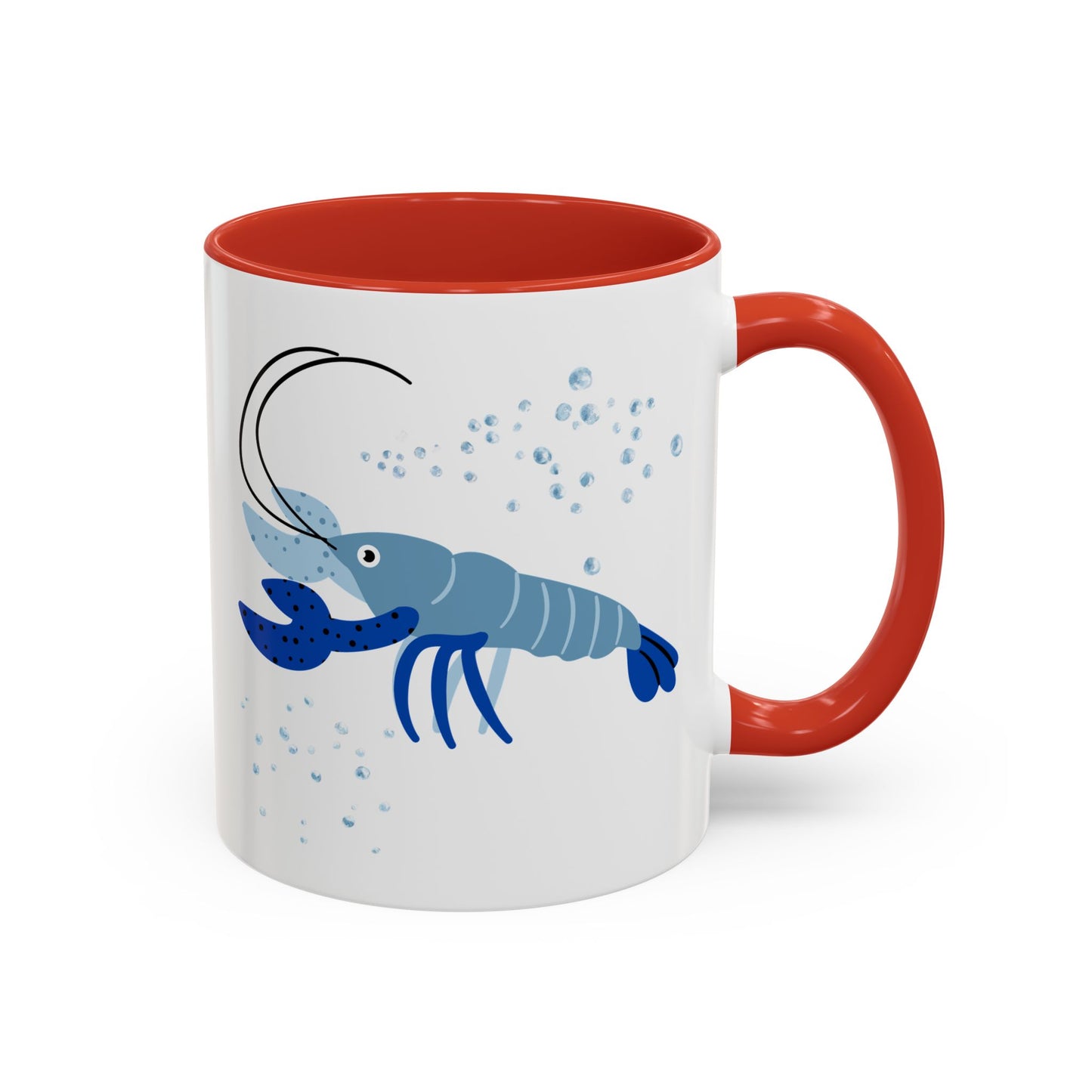 Blue shrimp with dark blue claws and bubbles Coffee Mug