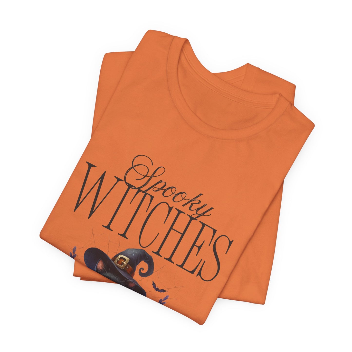 Spooky Witches Halloween Tee, Unisex Short Sleeve Shirt, Witch T-Shirt, Halloween Costume Top, Cat Lovers Gift, Fall Fashion
