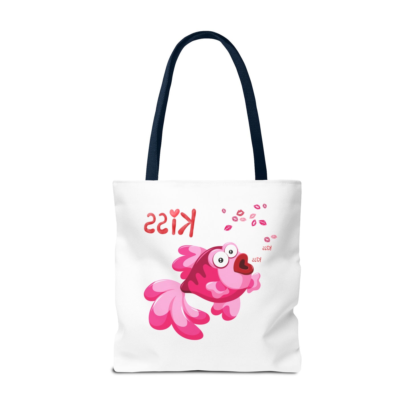 Pink fish with open mouth and kiss Tote Bag