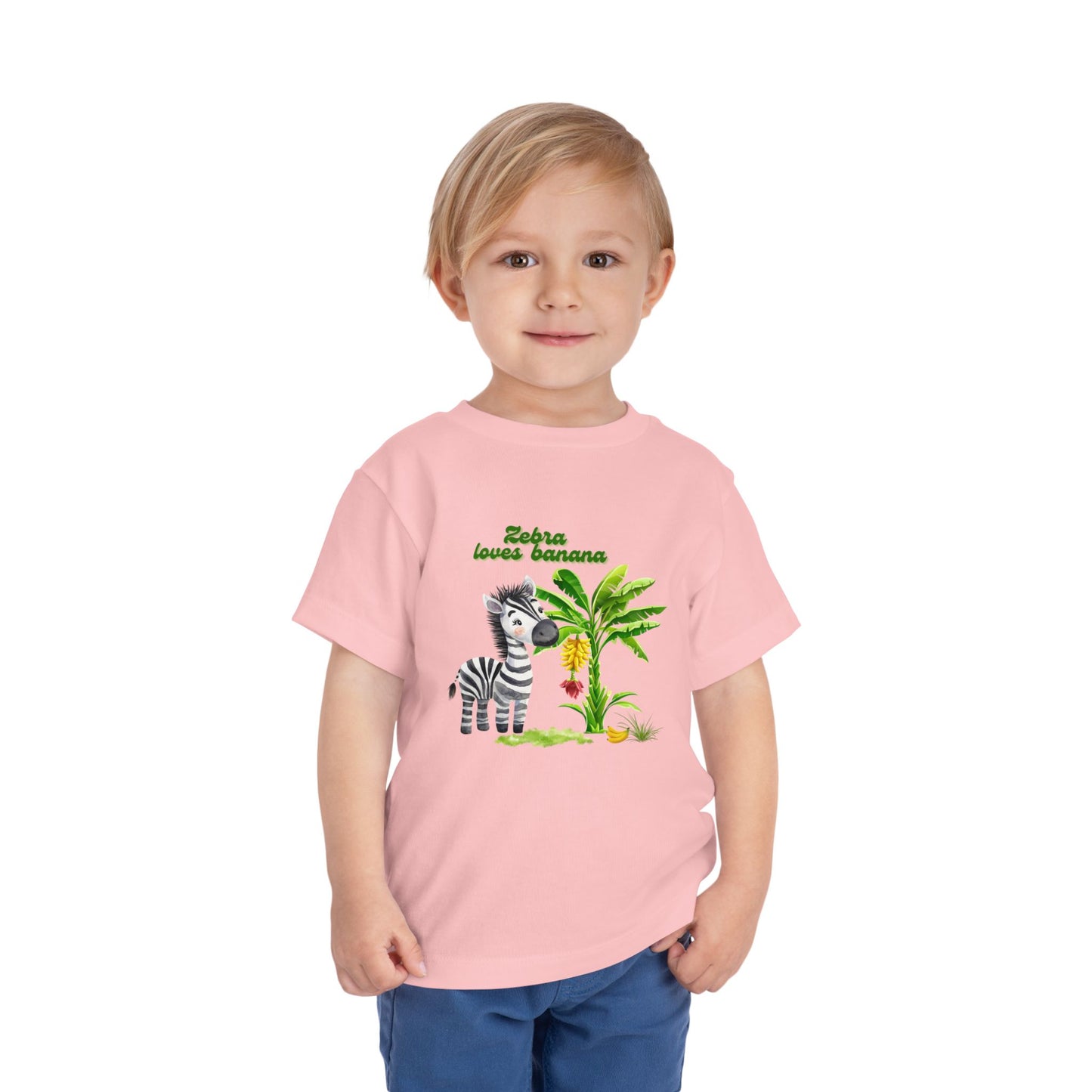 Cute Zebra Loves Bananas Toddler Tee, Kids Animal Birthday Gift, Playful Summer Wear, Fun Graphic T-Shirt, Adorable Toddler Apparel