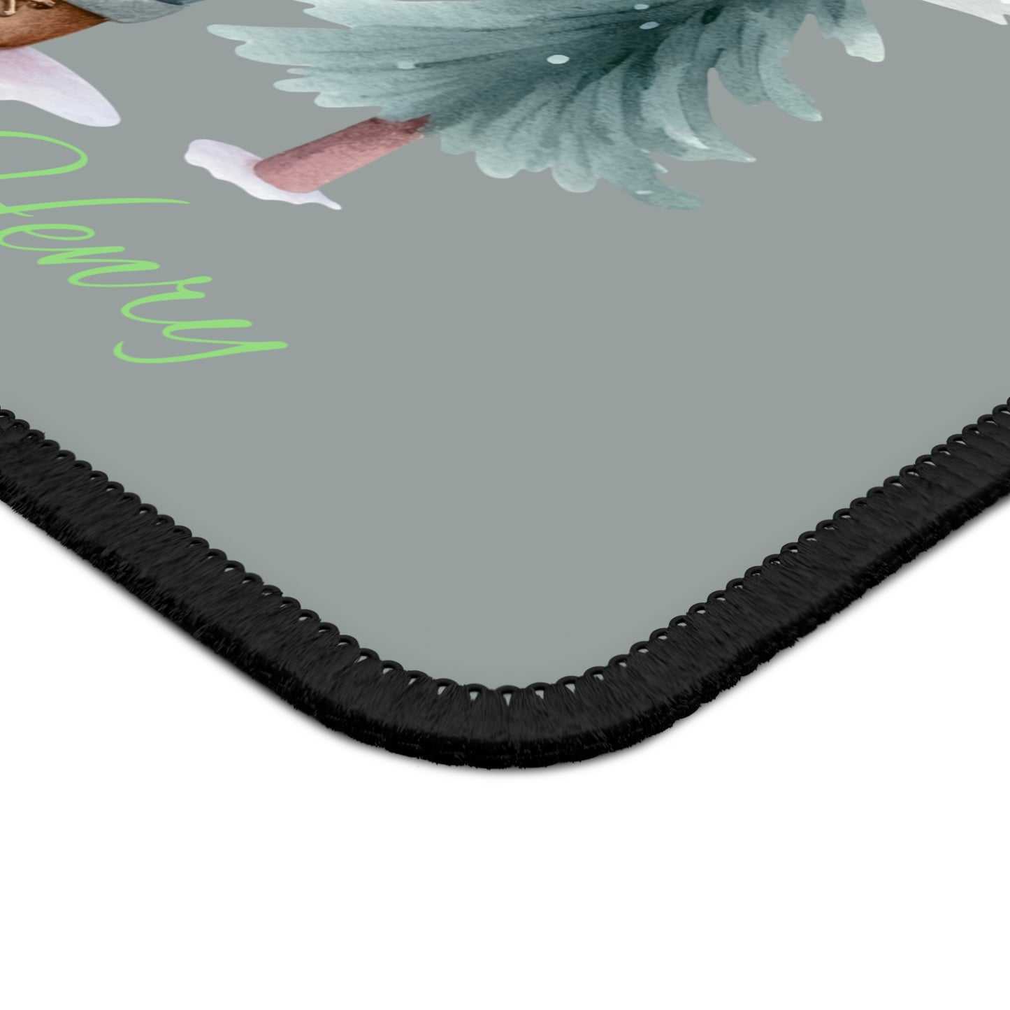 Personalized Cute Winter Bear Mouse Pad — Custom Name Gaming Desk Mat