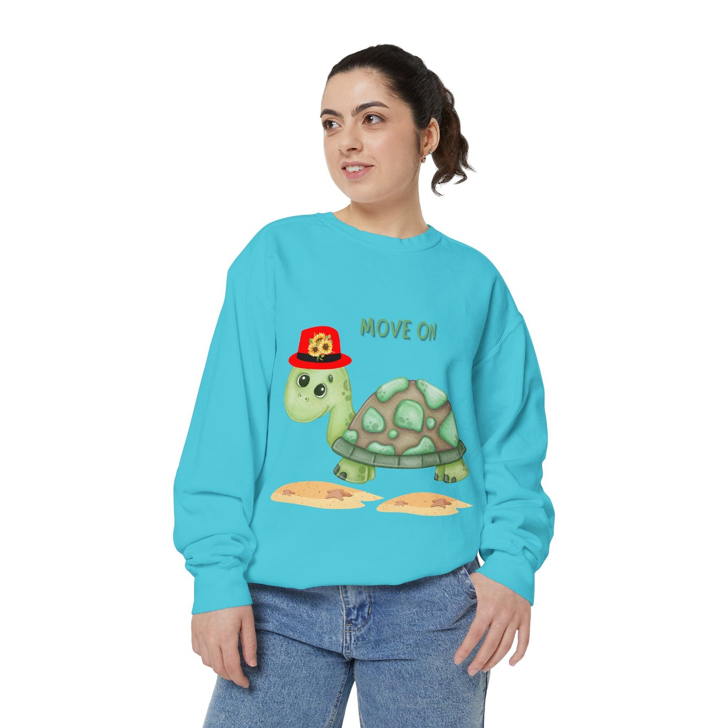 Turtle with a sunflower hat Unisex Garment-Dyed Sweatshirt