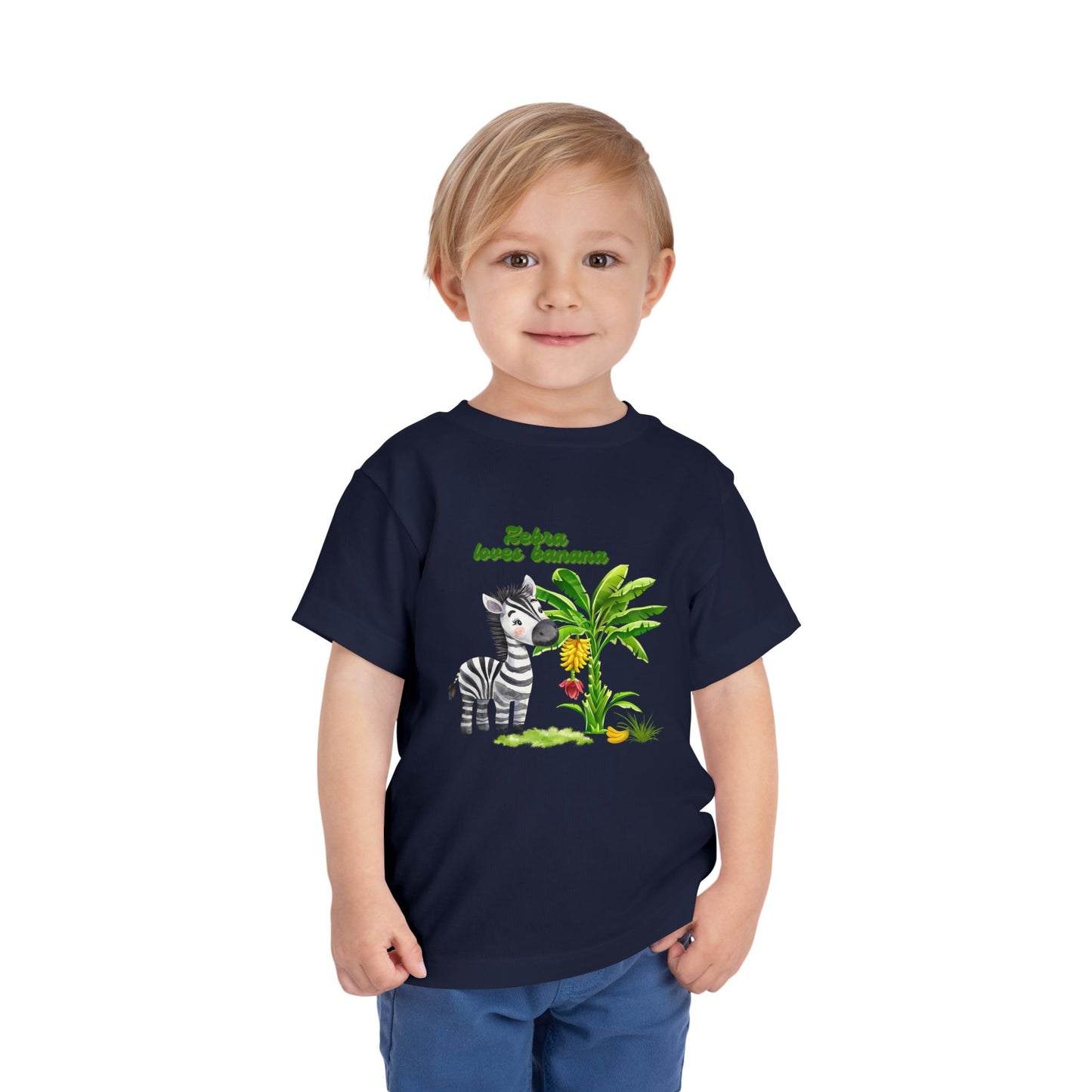 Cute Zebra Loves Bananas Toddler Tee, Kids Animal Birthday Gift, Playful Summer Wear, Fun Graphic T-Shirt, Adorable Toddler Apparel
