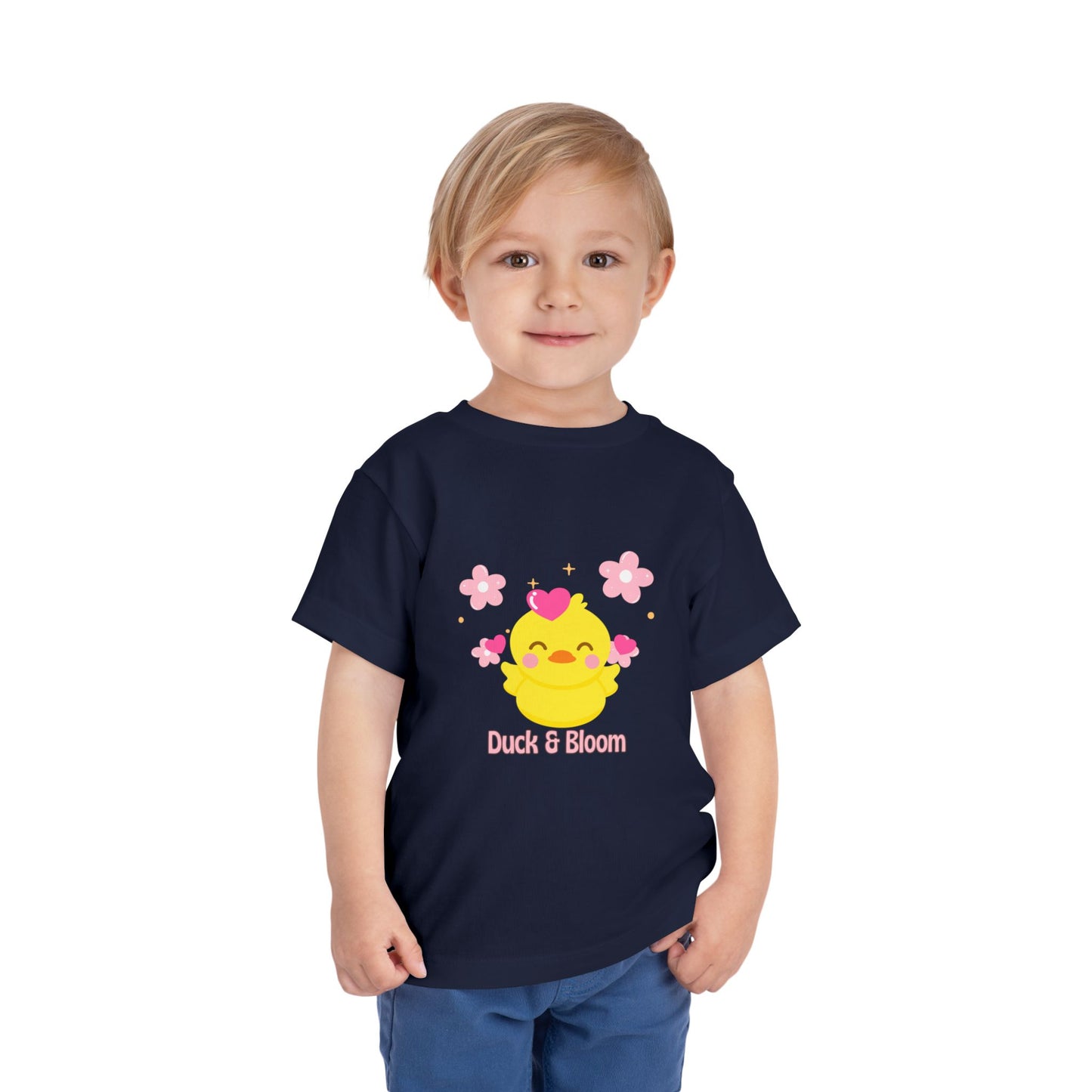 Cute Duck & Bloom Toddler Tee, Kid's Play Shirt, Toddler Summer Tee, Baby Shower Gift, Fun Spring Outfit
