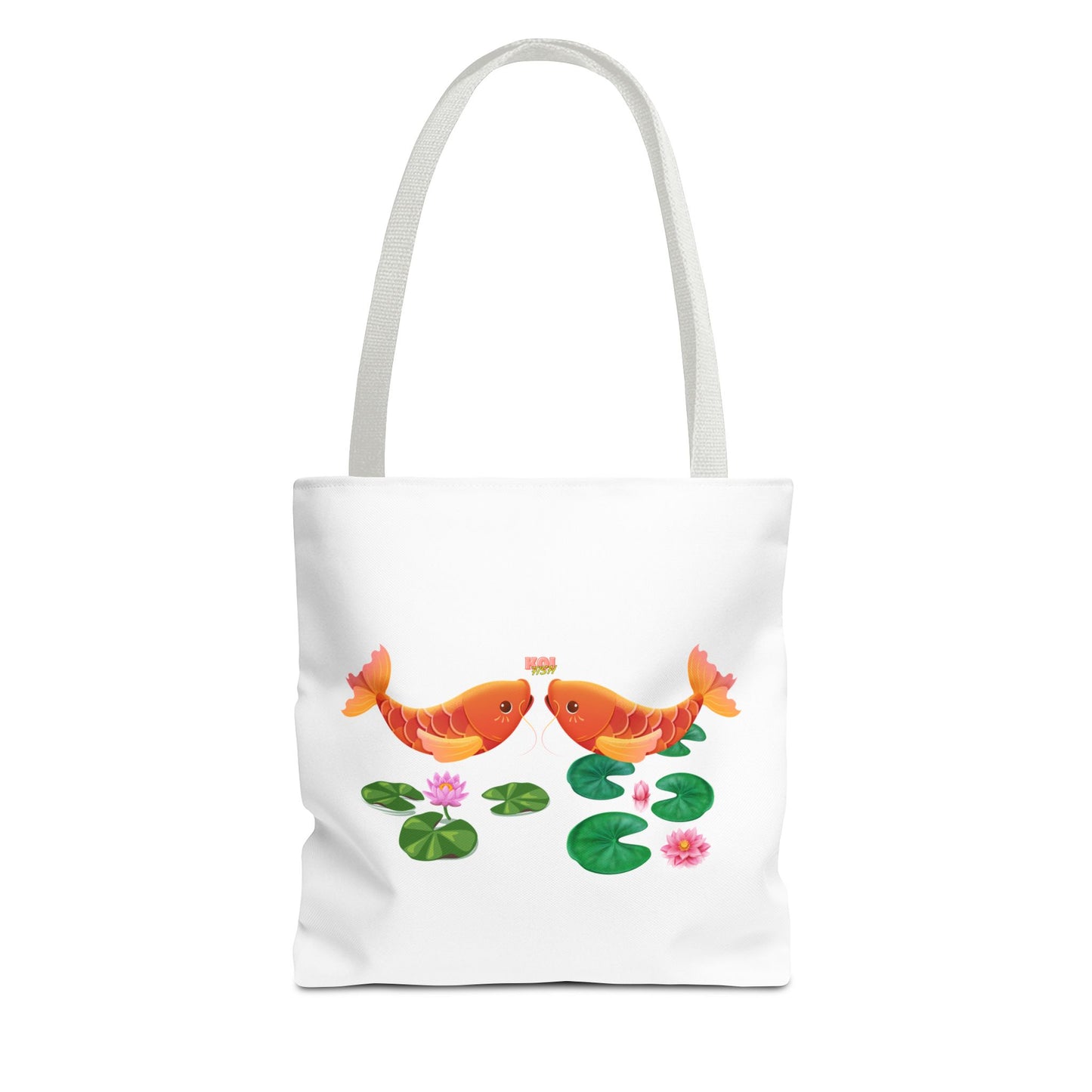 Golden koi fish with lotus flowers Tote Bag