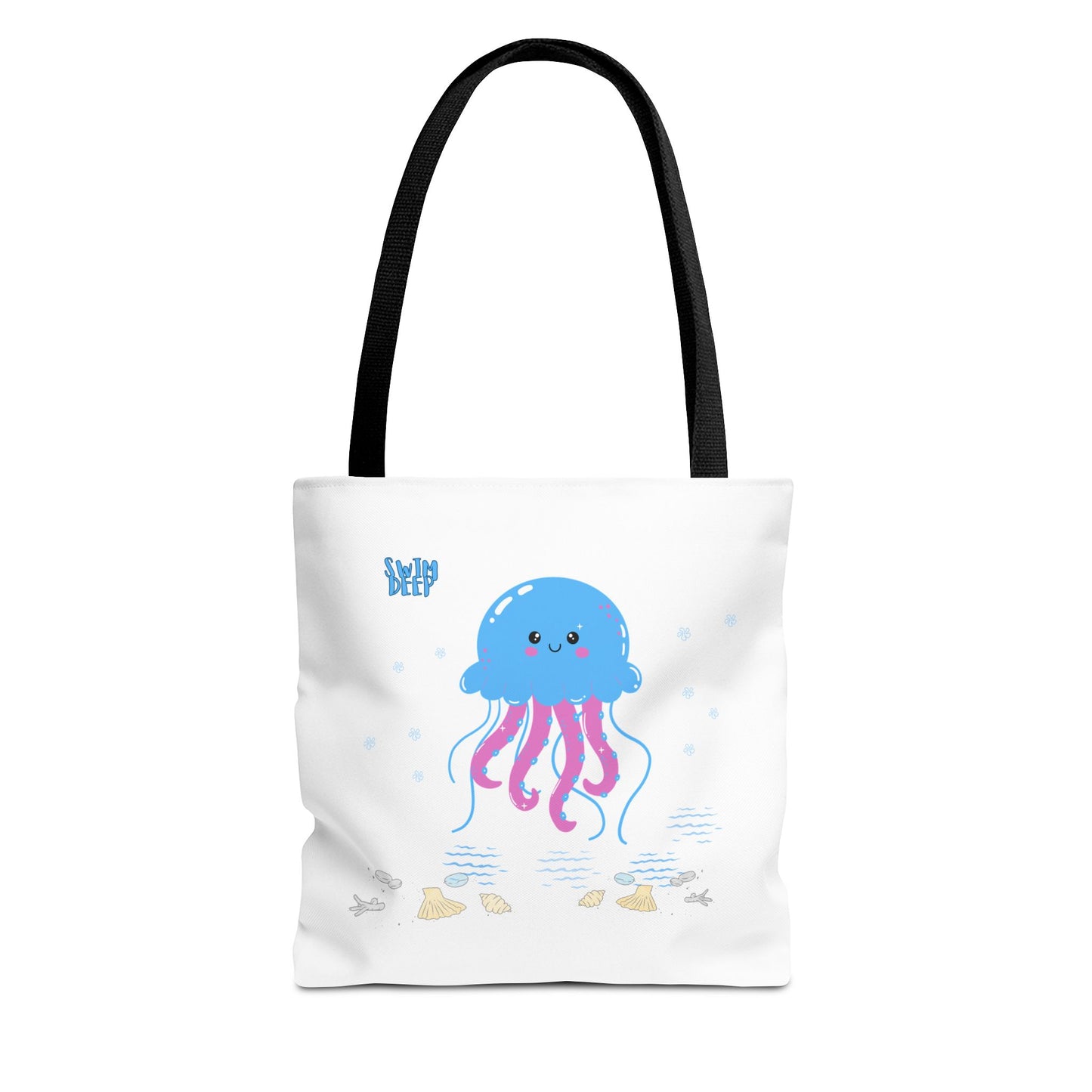 Blue jellyfish with pink tentacles Tote Bag