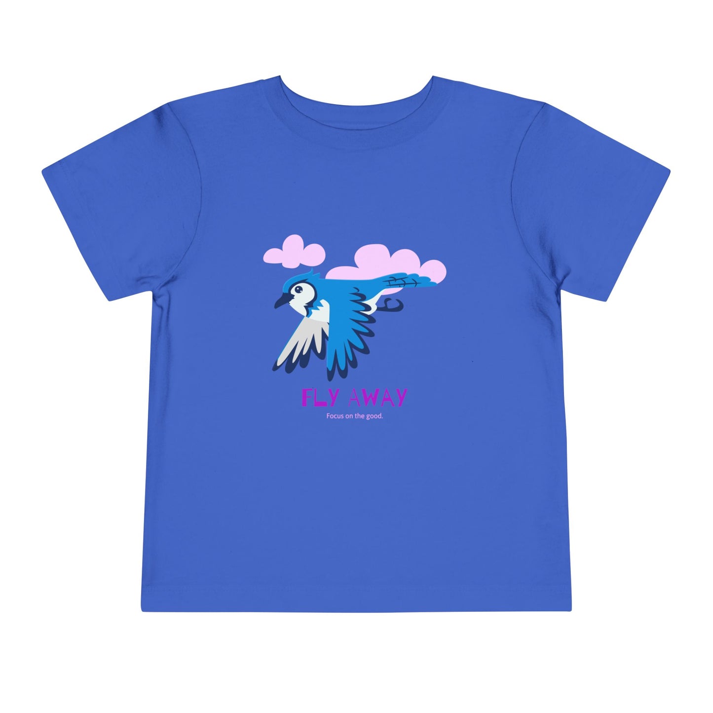 Toddler Short Sleeve Tee with ‘Fly Away’ Design, Cute Kids Shirt, Baby Gift, Playful Toddler Wear, Summer Outfit, Bird Graphic Tee