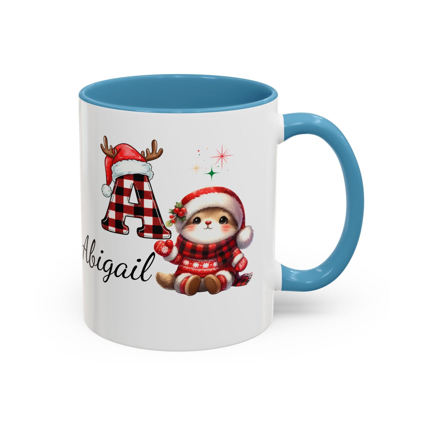 Festive Personalized Coffee Mug, Holiday Gift for Coffee Lovers, Custom Name Mug, Cute Animal Design, Perfect for Christmas