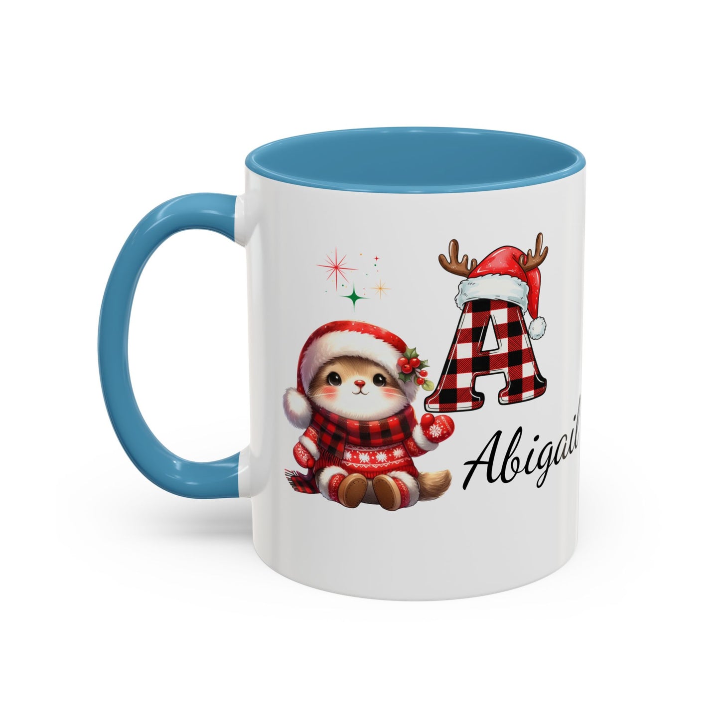 Festive Personalized Coffee Mug, Holiday Gift for Coffee Lovers, Custom Name Mug, Cute Animal Design, Perfect for Christmas