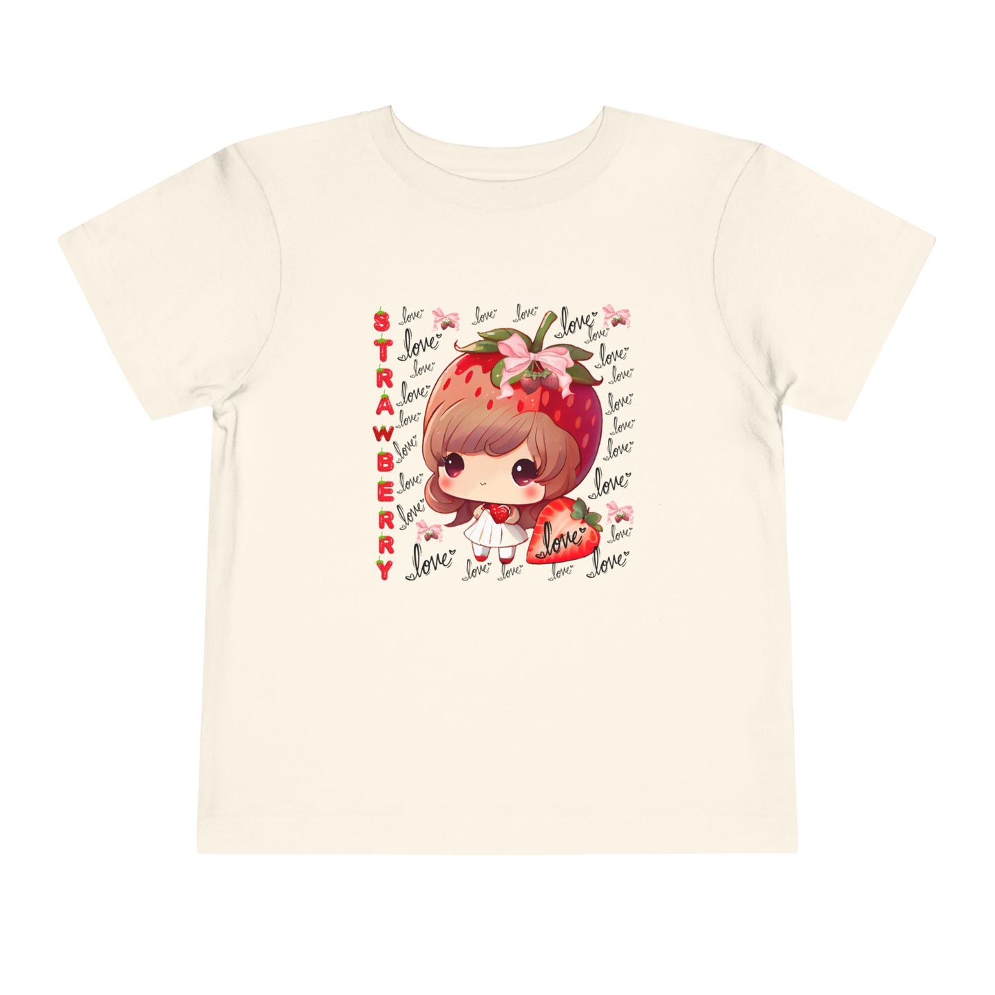 Cute Strawberry Love Toddler Tee, Baby Summer Shirt, Kids Gift, Fruit Graphic Tee, Toddler Outfit, Birthday Gift