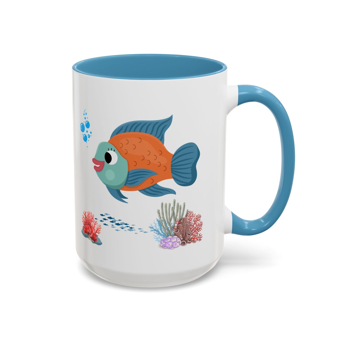 Orange and blue fish with coral and bubble Coffee Mug