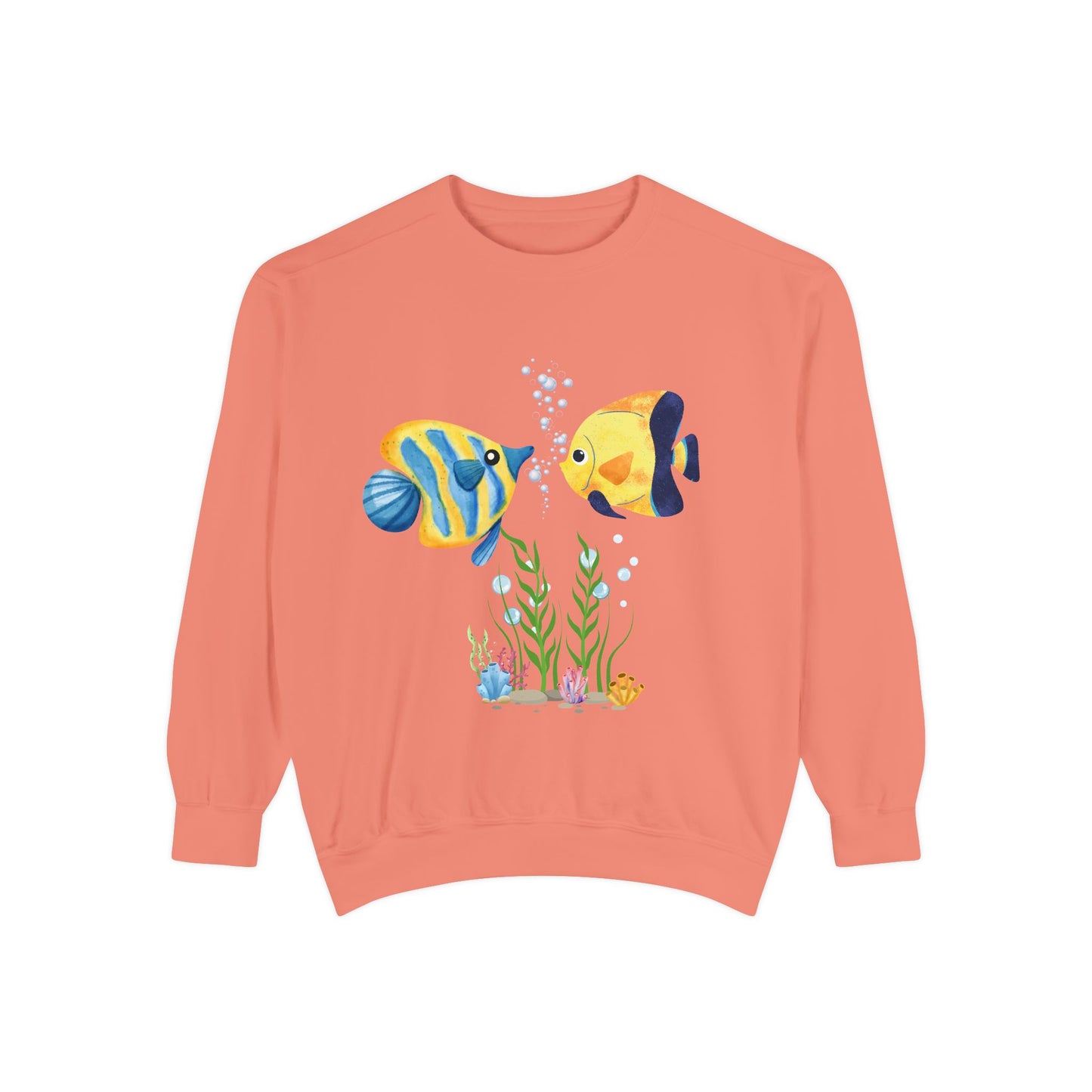Two fish greet in underwater Unisex Garment-Dyed Sweatshirt