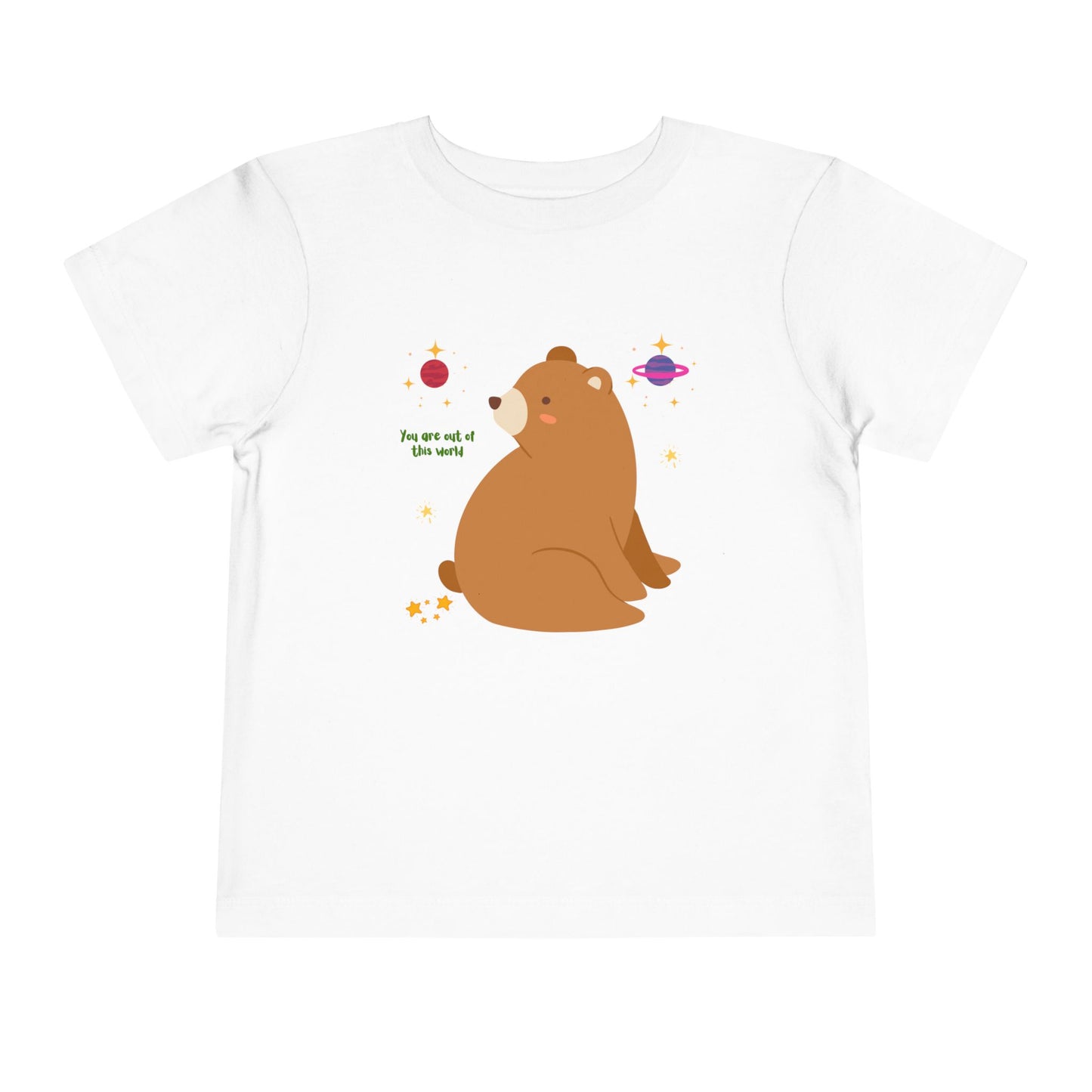 Cosmic Bear Toddler Tee, Cute Kids Shirt, Animal Graphic Tee, Playful Toddler Clothing, Gift for Birthdays, Space-Themed Apparel