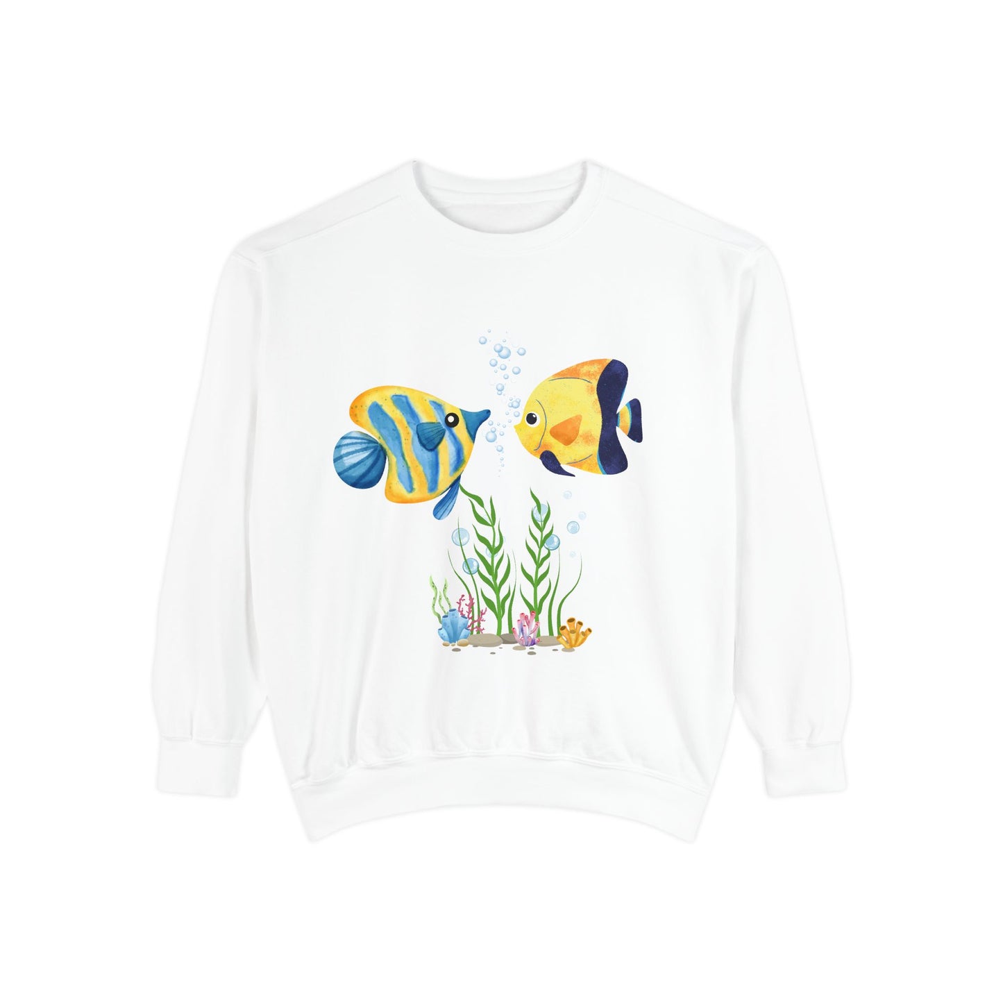 Two fish greet in underwater Unisex Garment-Dyed Sweatshirt