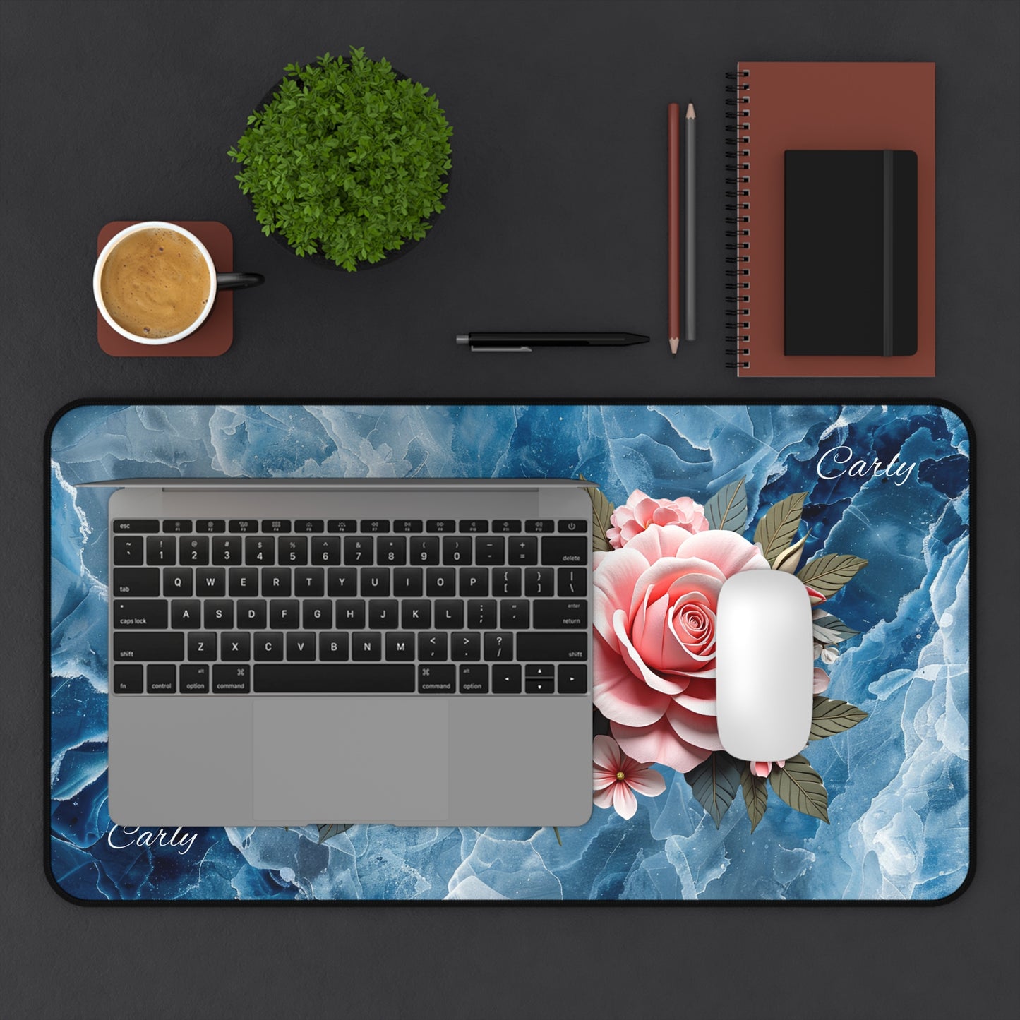 Floral Desk Mat Perfect for Home Office, Gaming, or Study - Elegant Rose Design, Mouse Pad, Desk Accessory, Gift Idea