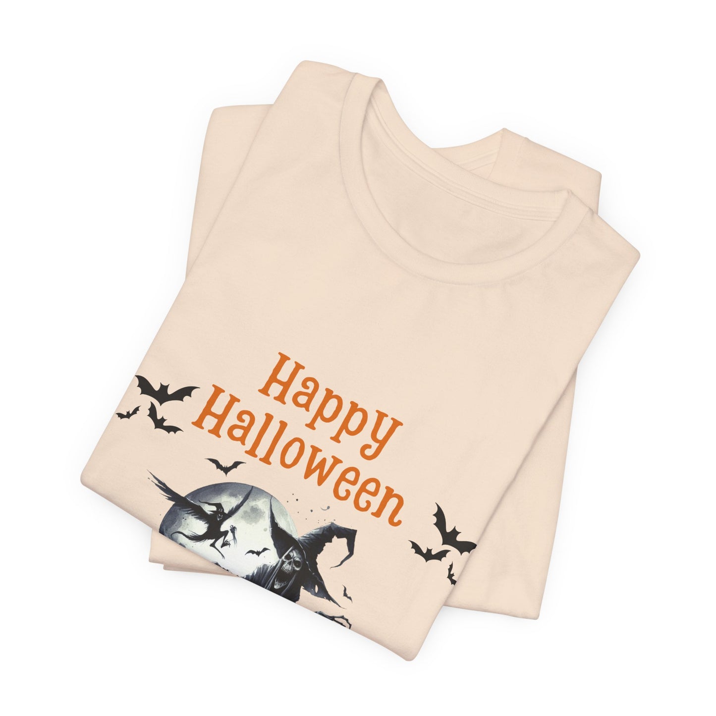 Happy Halloween Unisex Tee, Spooky T-Shirt, Halloween Gift, Fall Wardrobe Essential, Ghosts and Ghouls Vibe