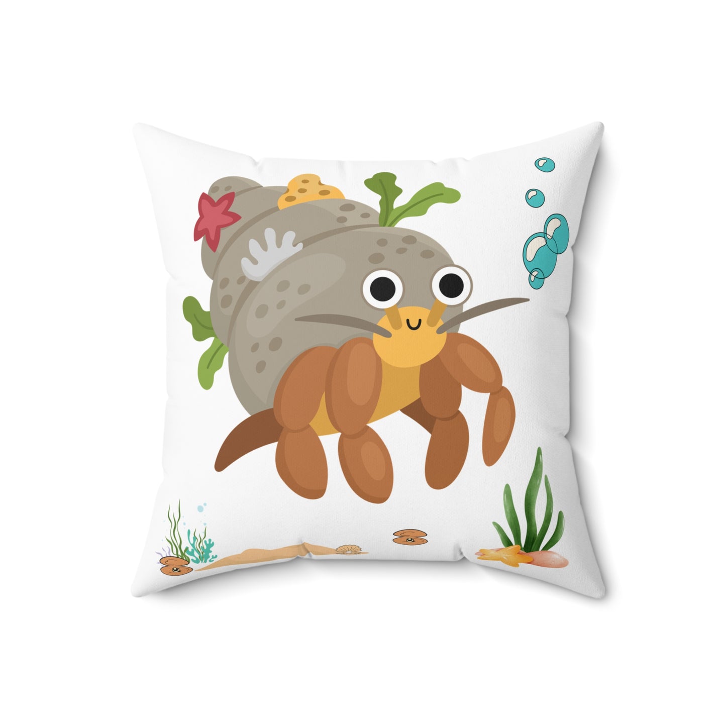 Hermit crab with shell underwater Spun Polyester Square Pillow