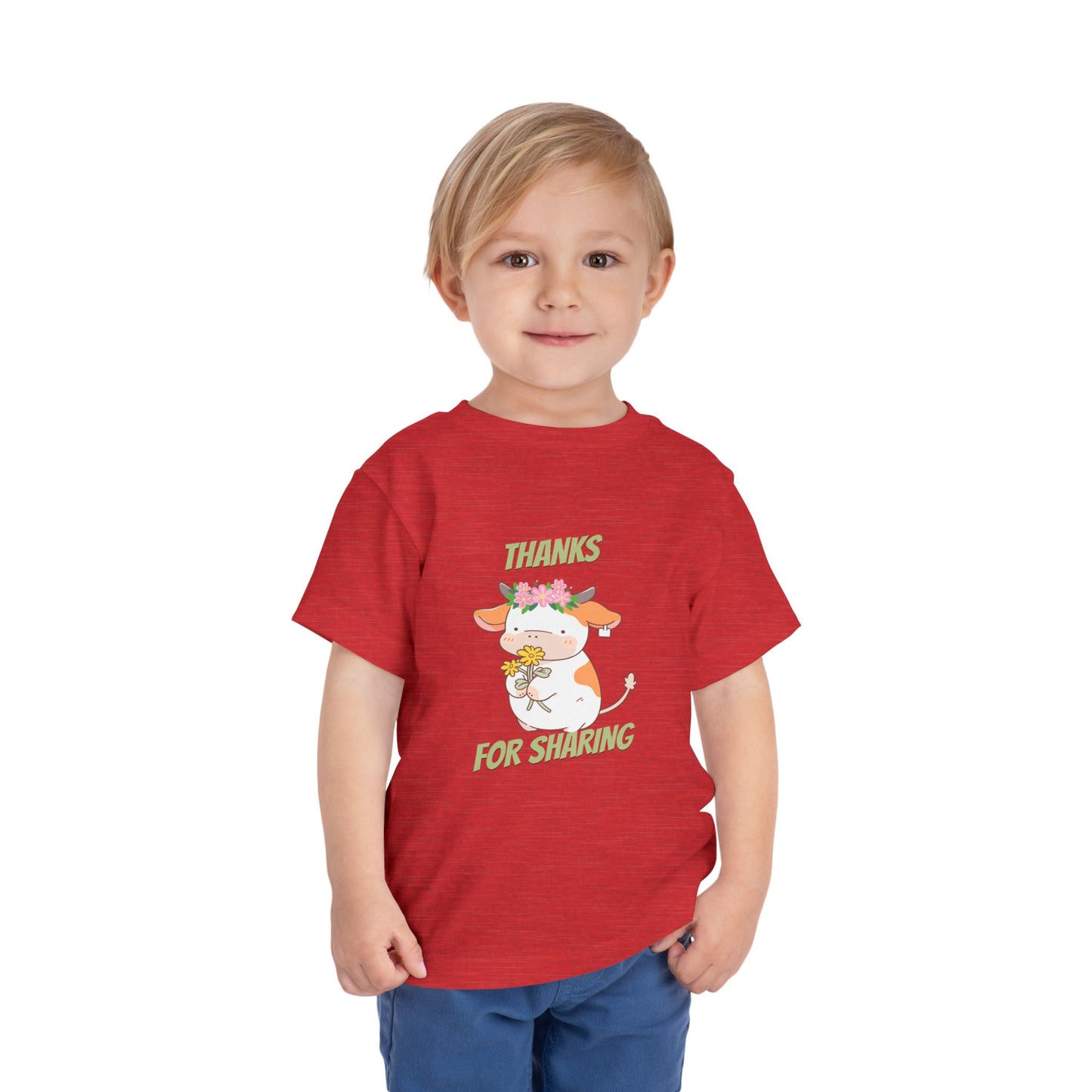 Cute Toddler Tee with Cow Design, Perfect Gift for Kids, Playdate Apparel, Kid's Birthday Gift, Thank You for Sharing T-Shirt
