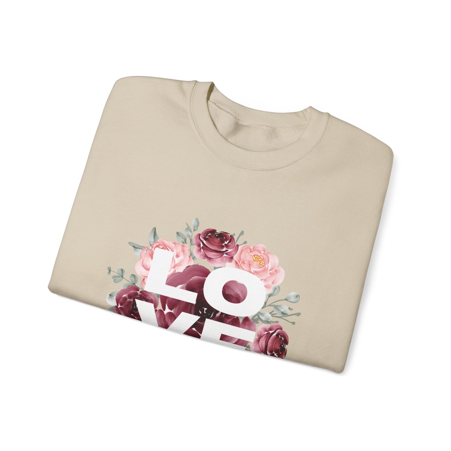 Floral Love Crewneck Sweatshirt | Cozy Unisex Sweatshirt for Valentine's Day, Romantic Gift, Casual Wear, Stylish Layering
