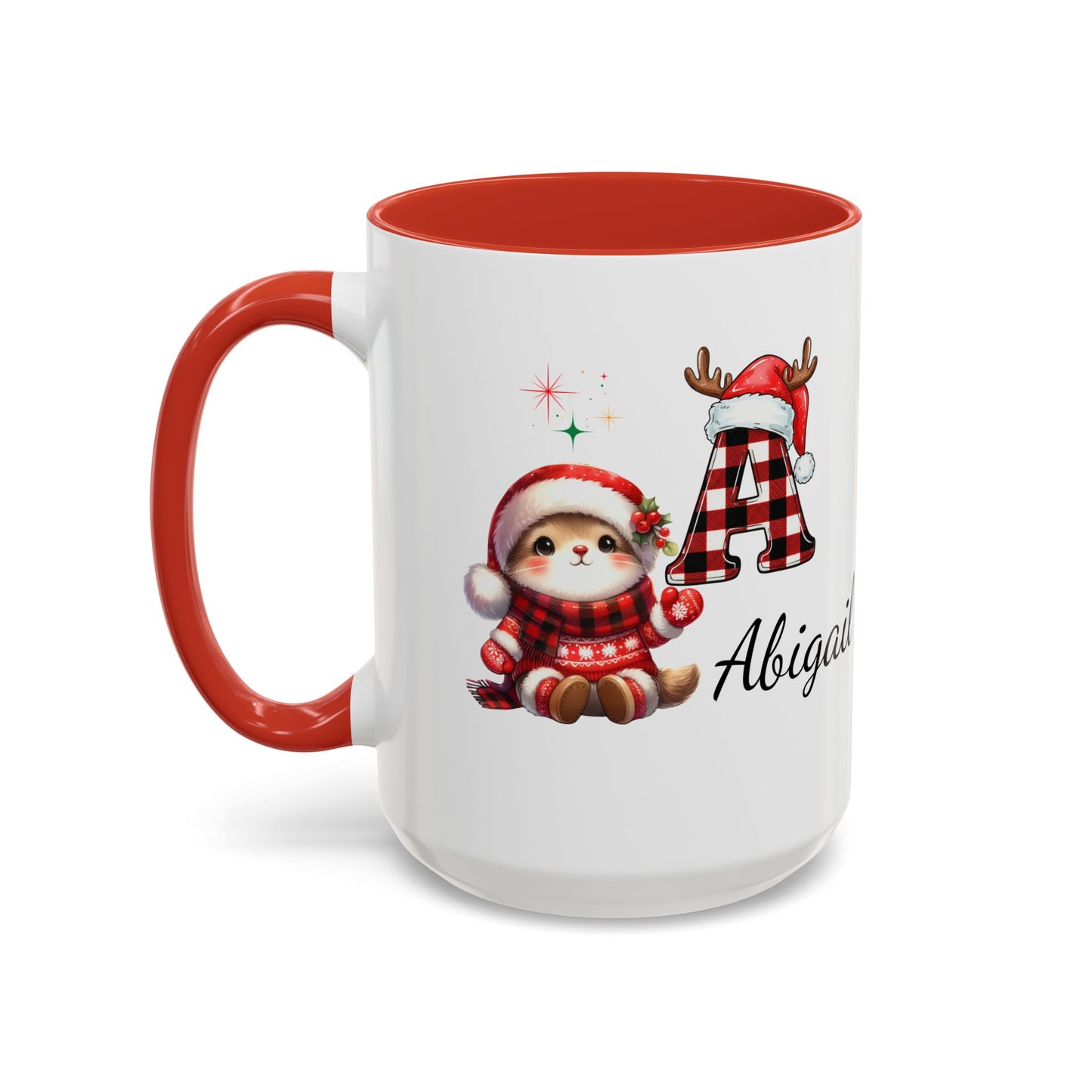 Festive Personalized Coffee Mug, Holiday Gift for Coffee Lovers, Custom Name Mug, Cute Animal Design, Perfect for Christmas