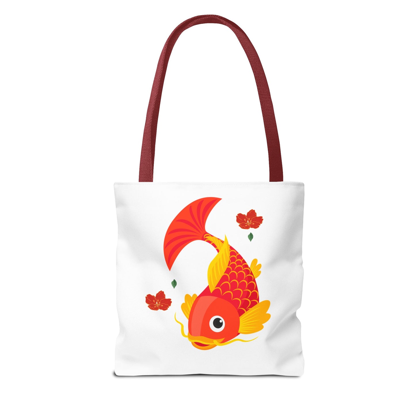 Goldfish with flowing fins and red blossoms Tote Bag