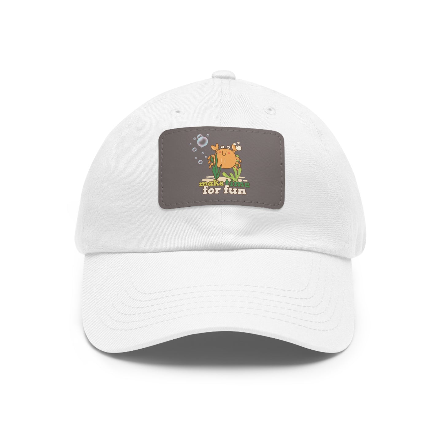 Cartoon crab lllusstration promoting joy and playfulness Dad Hat with Leather Patch (Rectangle)