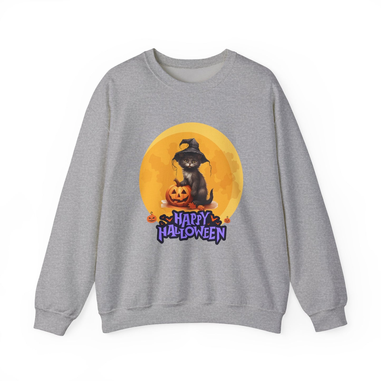 Halloween Cat Sweatshirt, Cozy Fall Sweater, Unisex Crewneck, Perfect for Halloween, Pet Lover Gift, Spooky Season Apparel