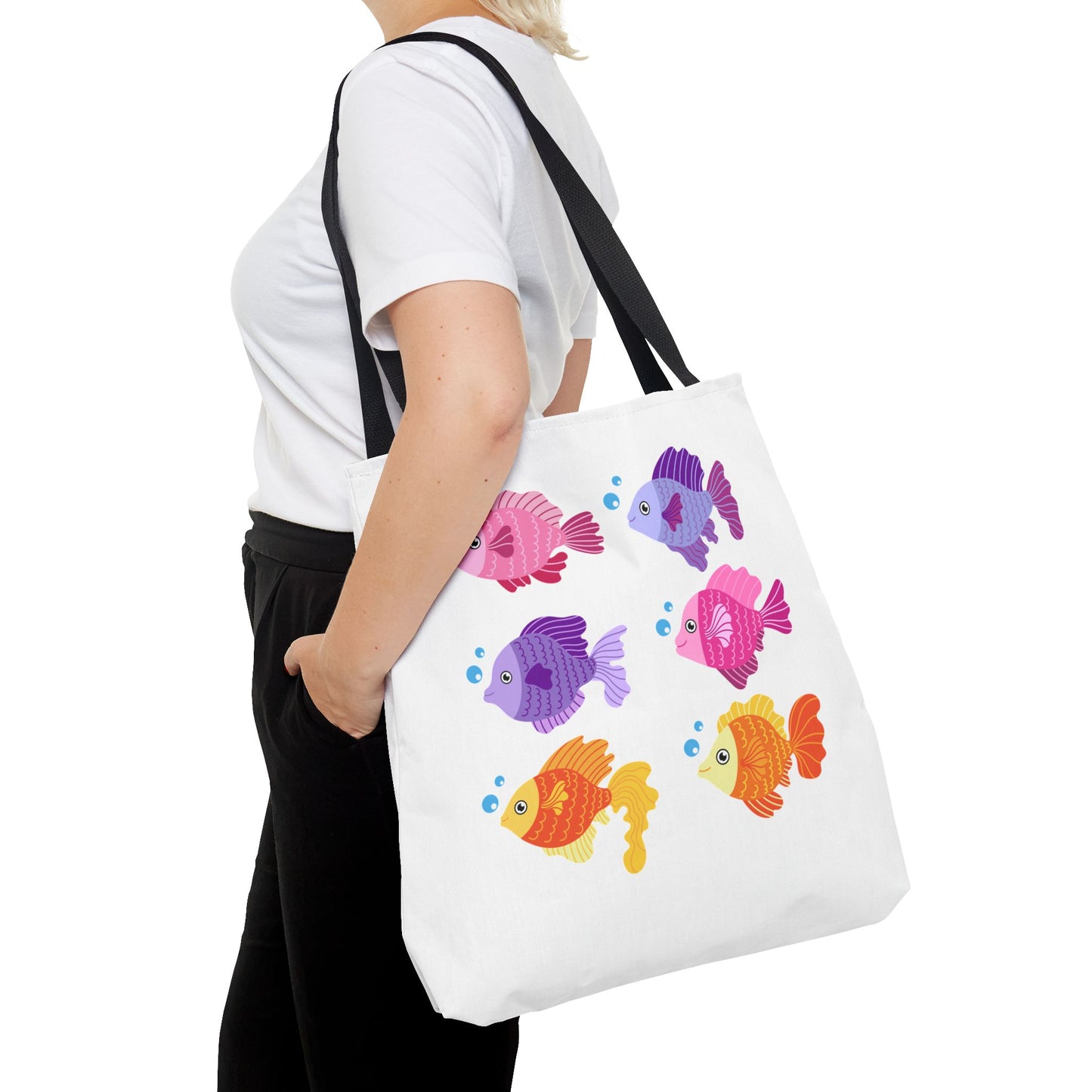 Six fish with cartoonish bubbles Tote Bag