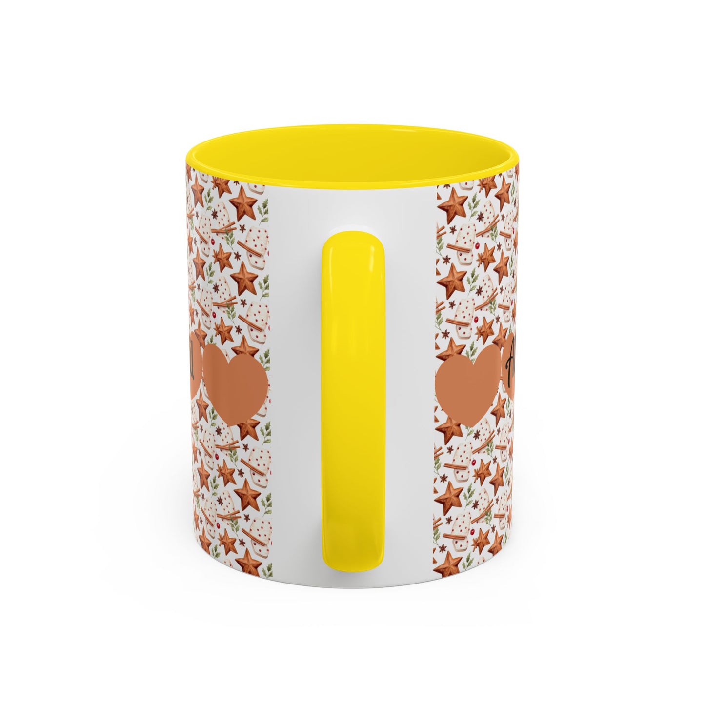 Personalized Accent Coffee Mug - Custom Gift, Floral Design, Heart Motif, Perfect for Birthdays, Anniversaries, Holidays