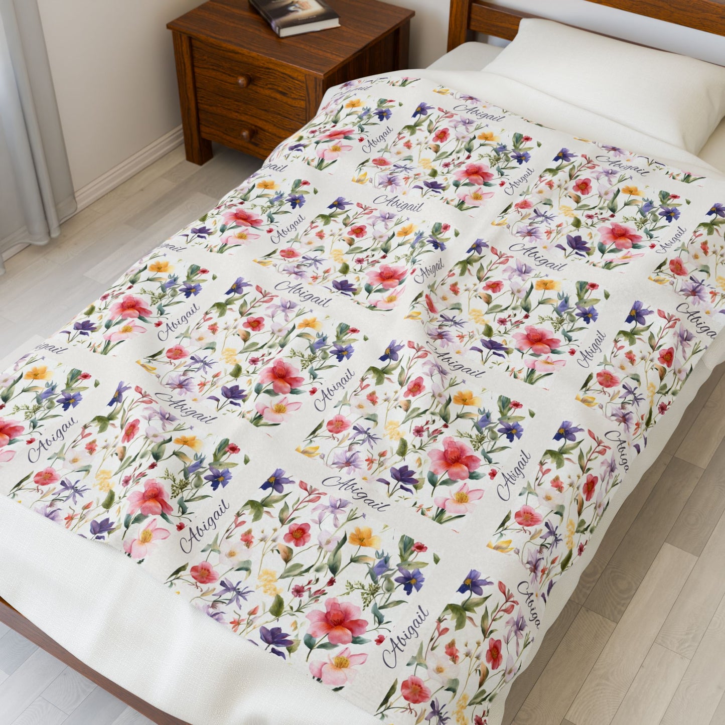 Floral Velveteen Plush Blanket - Cozy Throw for Home Decor, Snuggling, Gifts, Bed, or Couch