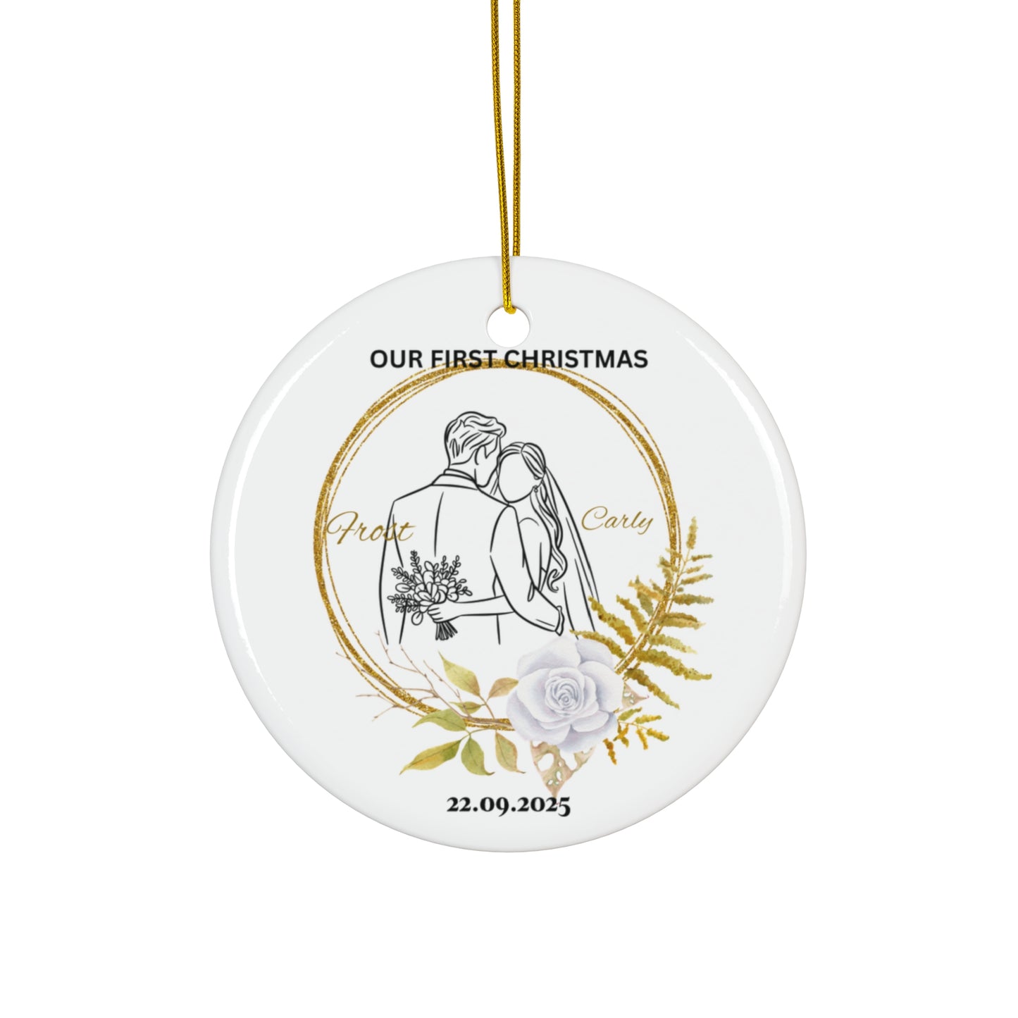 Personalized Ceramic Christmas Ornament, Holiday Keepsake, Wedding Gift, Couples Decor, First Christmas as Newlyweds