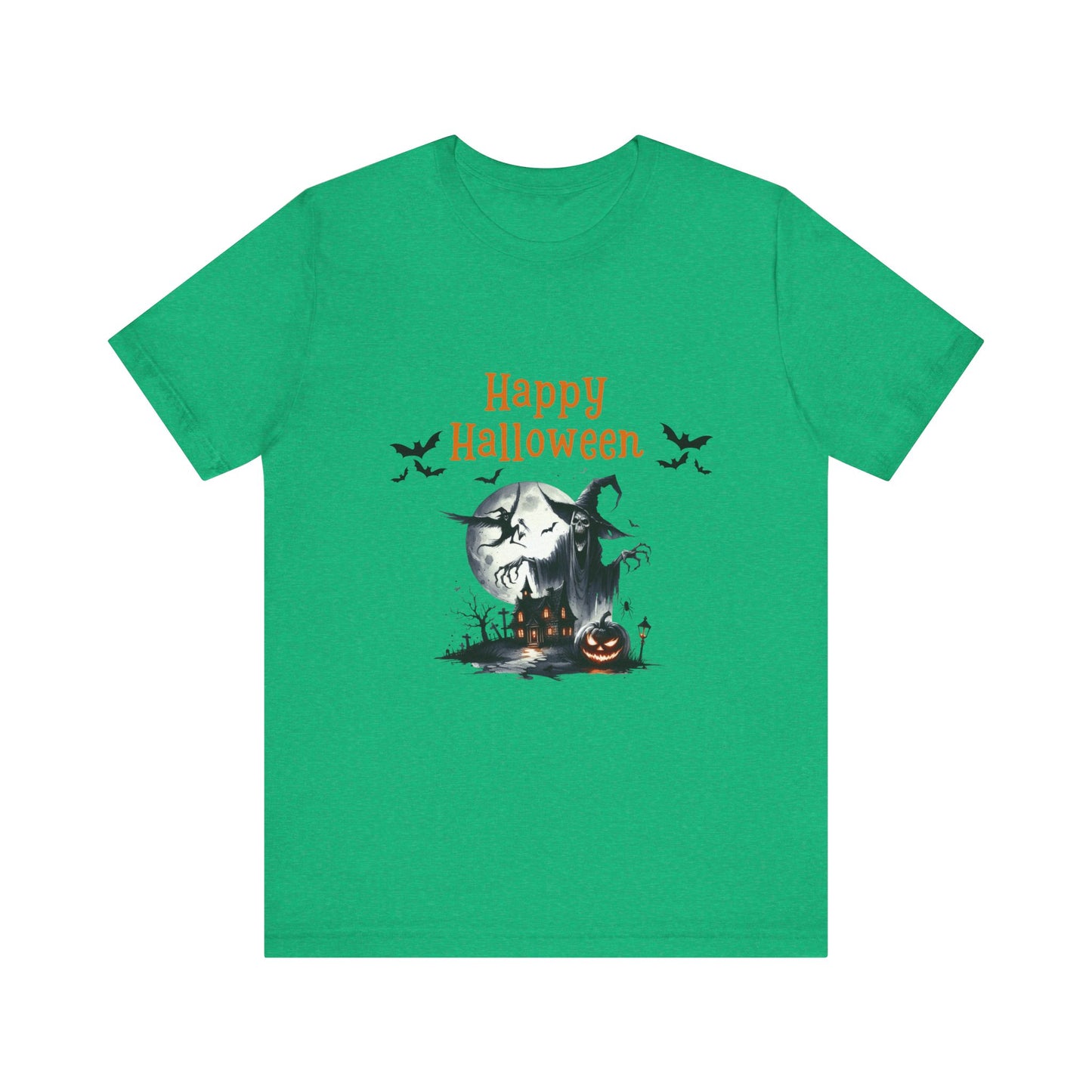 Happy Halloween Unisex Tee, Spooky T-Shirt, Halloween Gift, Fall Wardrobe Essential, Ghosts and Ghouls Vibe
